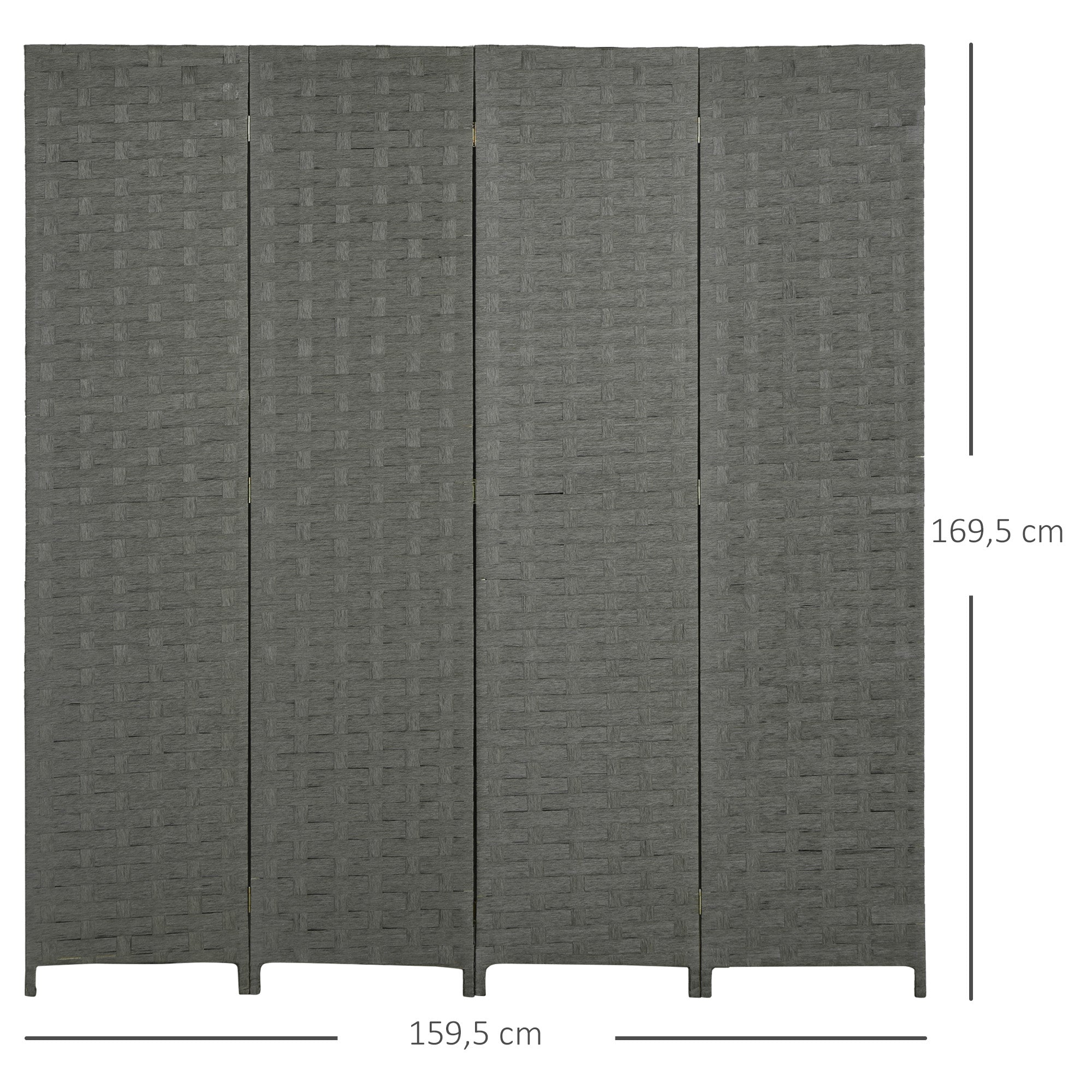 Indoor Wooden 4-Panel Room Divider Separator Screen, dimensions 159.5L x 169.5H x 1.6D cm