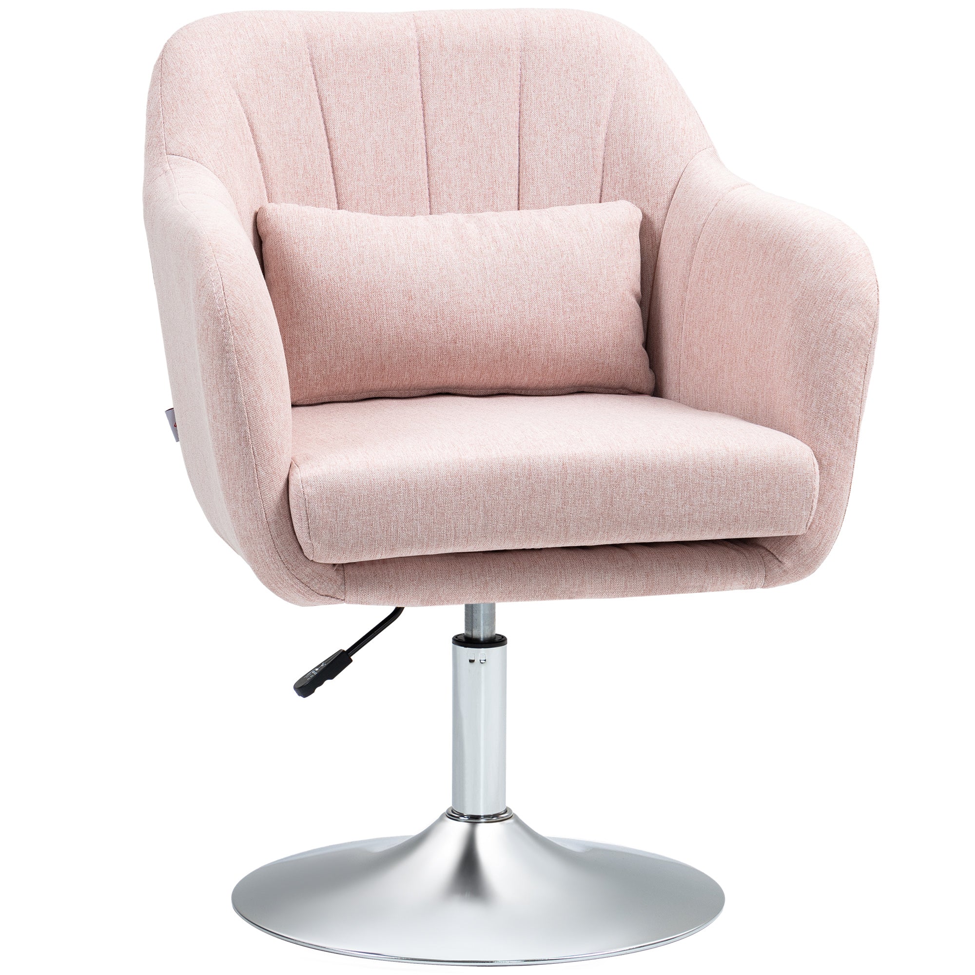 Lounge Chair Relax Bedroom Chair Comfortable - Lumbar Cushions Adjustable Height 360° Swivel Chrome Metal Base - Pink