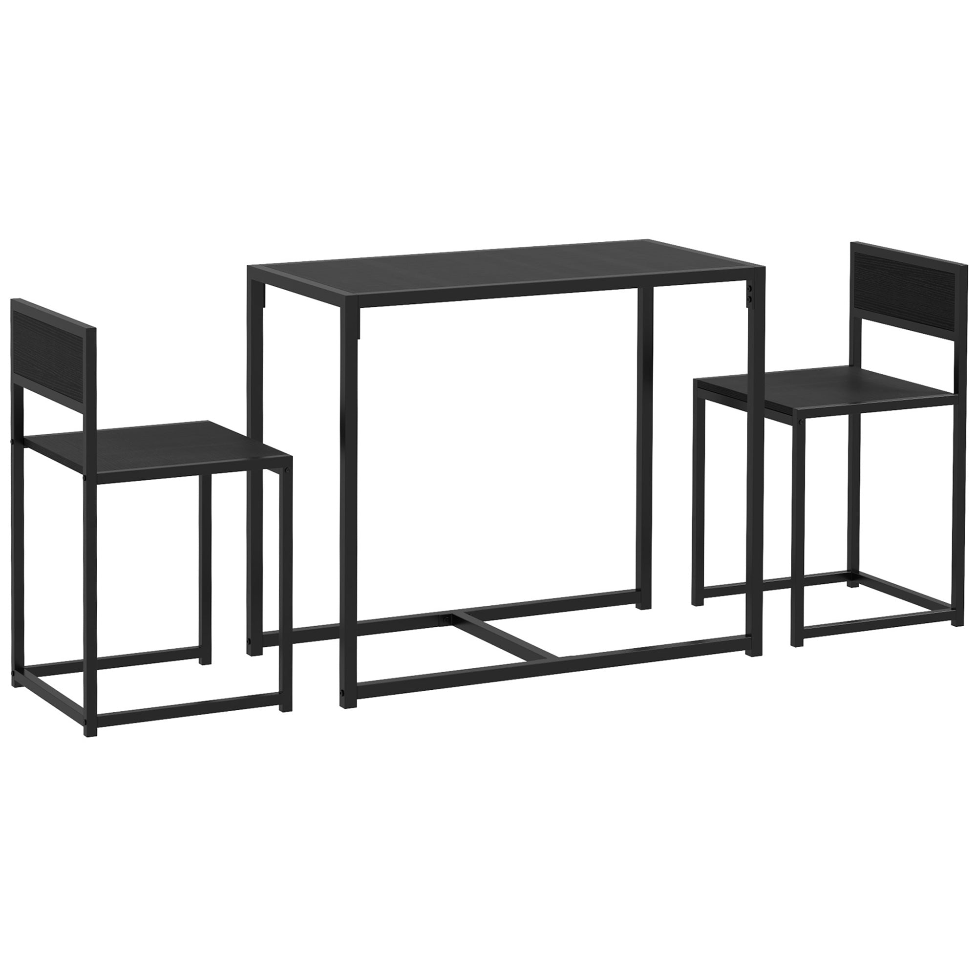 3 Piece Dining Set, Kitchen Table with 2 Chairs, Dining Table Set, Dining Group, Dining Table for Dining Room, Kitchen, Metal, Black