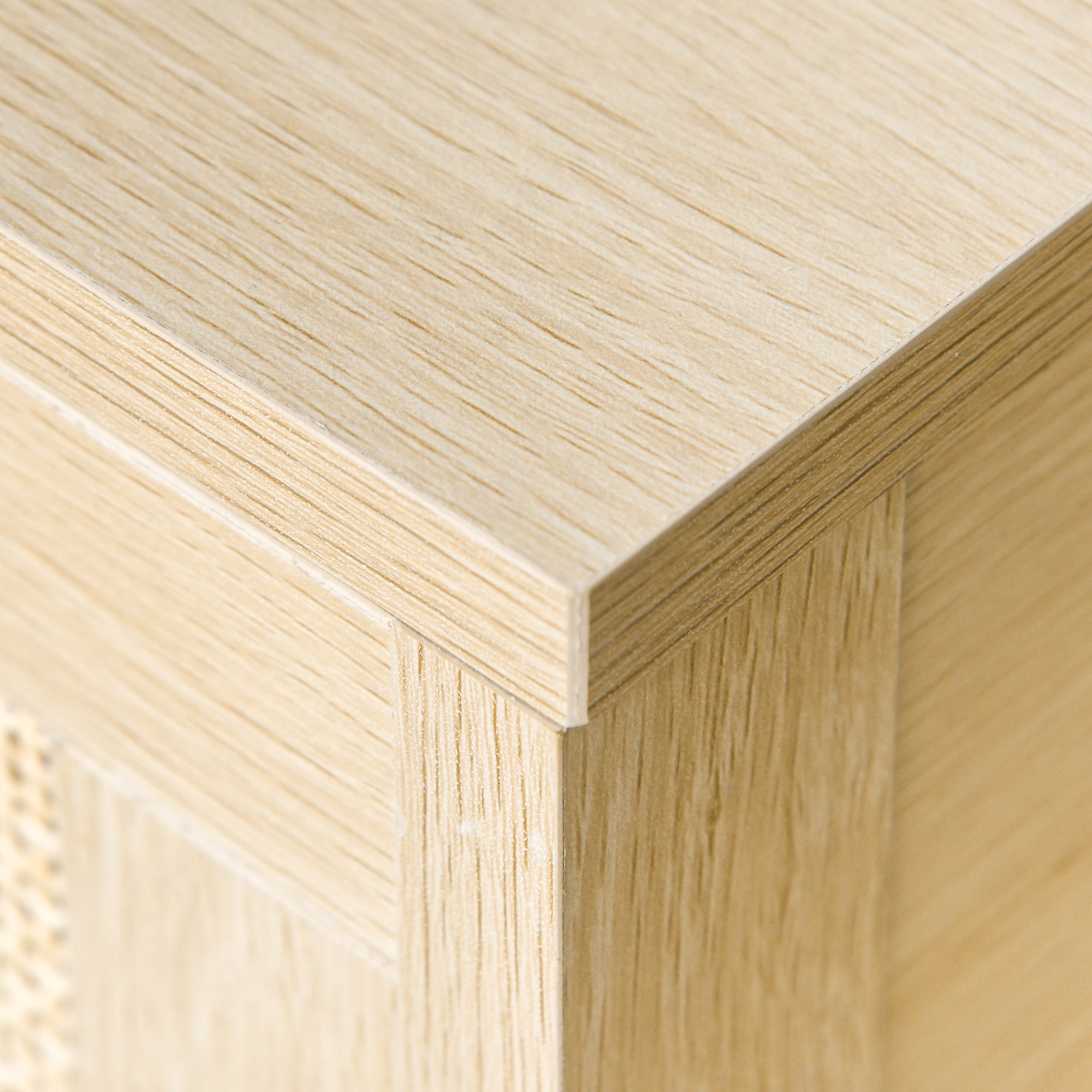 Bedside Table Nightstand with Rattan Drawer and Lower Shelf Load 88 lbs for Bedroom Living Room 15.7x15.7x18.9 inches Natural Wood