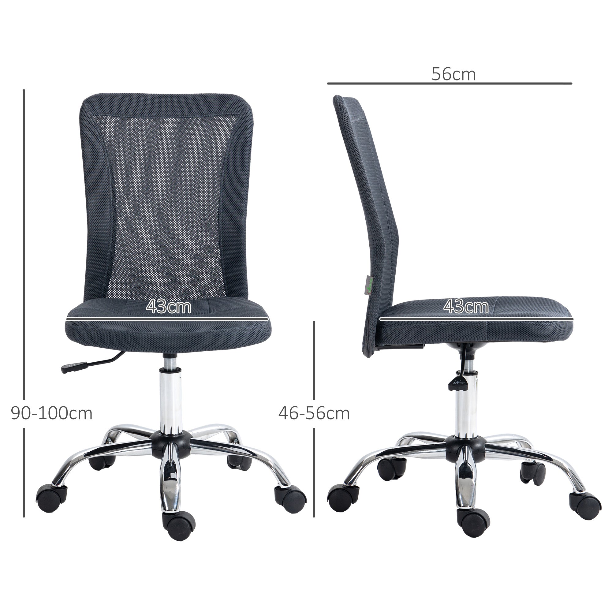 Ergonomic Office Chair Adjustable Height Manager Chair Chrome Base 360° Swivel Mesh Fabric Cover Dark Grey