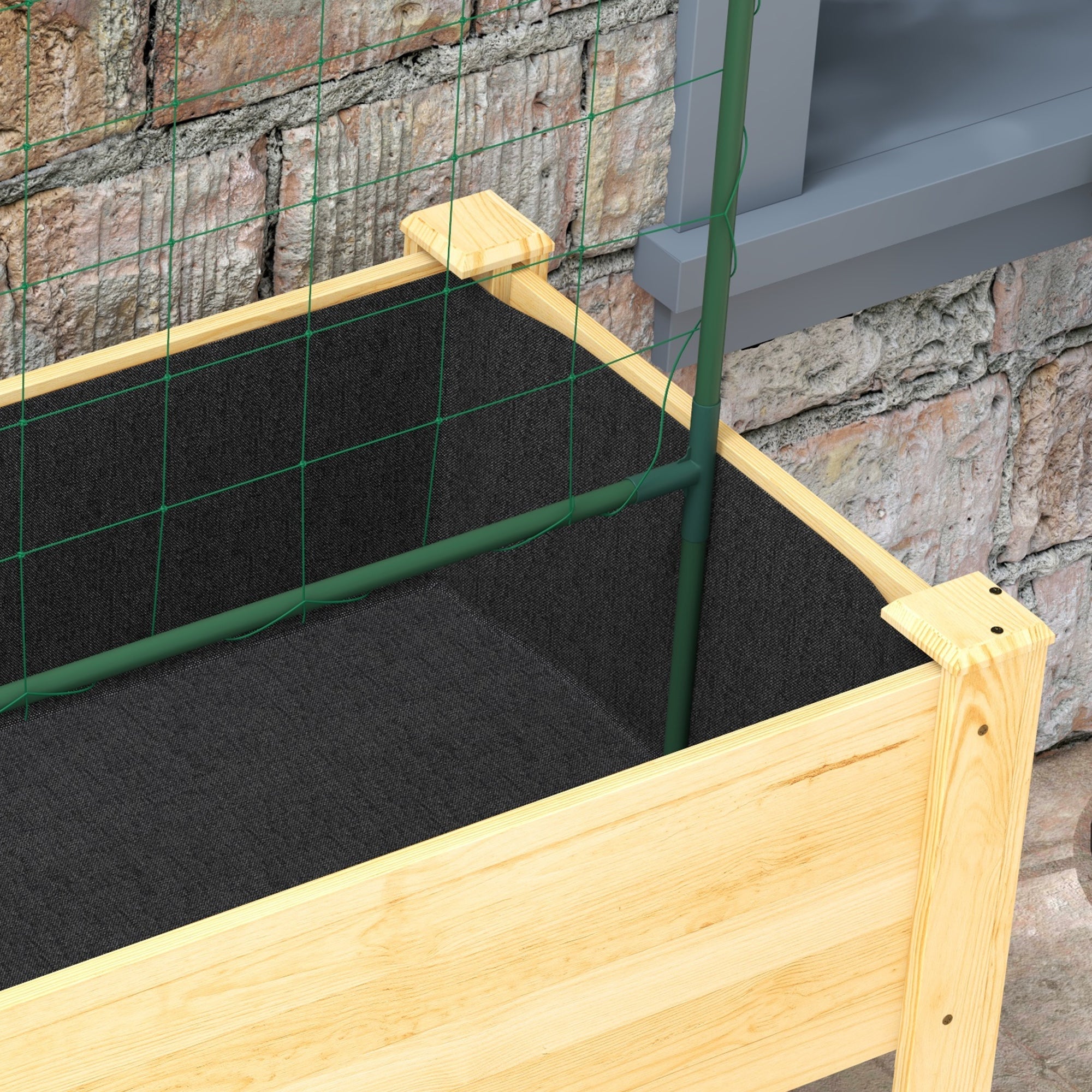 Raised Urban Garden with Lattice Elevated Planting Table Raised Planter for Climbing Vegetable Plants Flowers Load 300 kg 120x60x75 cm Natural