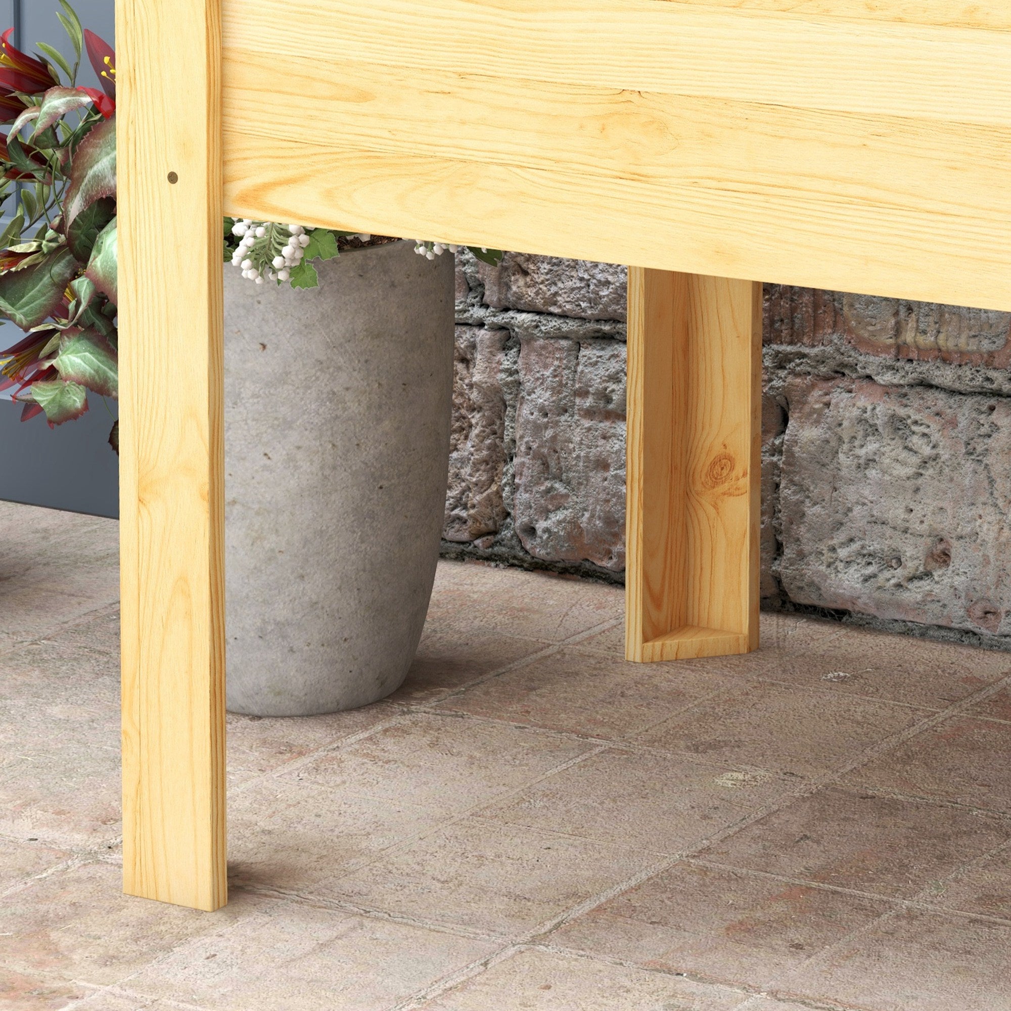 Raised Urban Garden with Lattice Elevated Planting Table Raised Planter for Climbing Vegetable Plants Flowers Load 300 kg 120x60x75 cm Natural