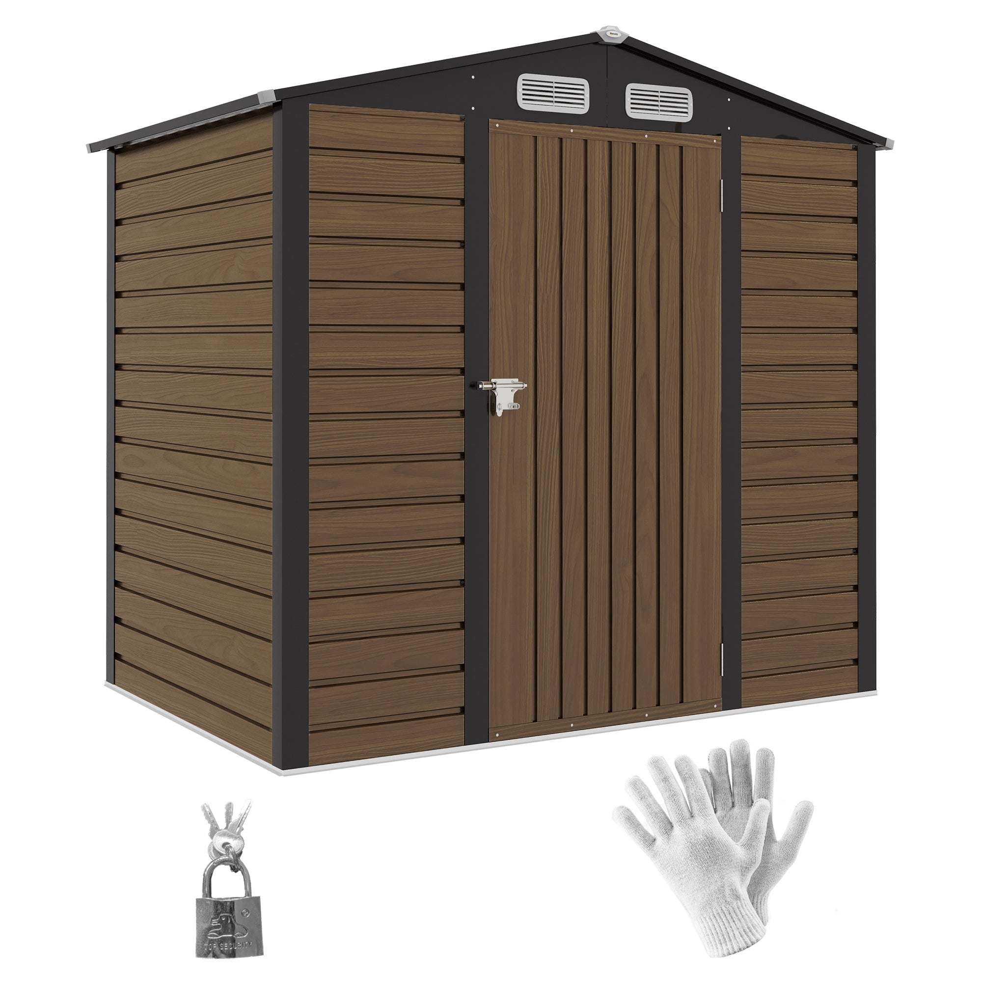 Garden Shed 190x131x188 cm Outdoor Tool House with 2 Ventilation Windows and Door for Patio Terrace Balcony Oak