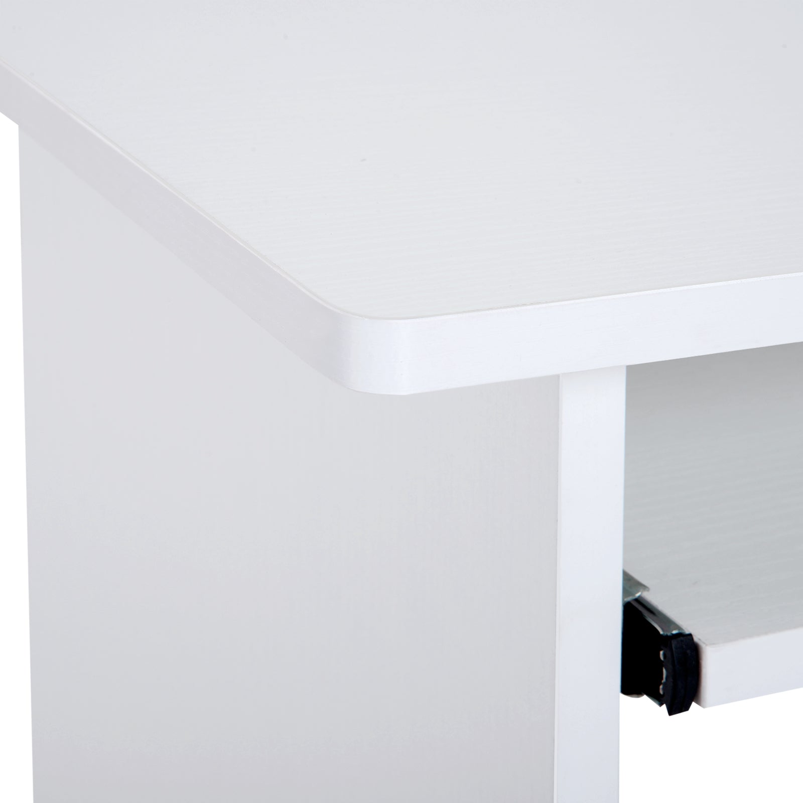 Space Saving Desk for Home and Office, Modern Computer Desk, CPU Holder, Wooden Keyboard Shelf, 80x45x75cm, White