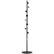 Coat Rack Stand with 8 Hooks and Round Base, Freestanding Coat Rack in Steel and Marble, 35x35x170 cm, Black