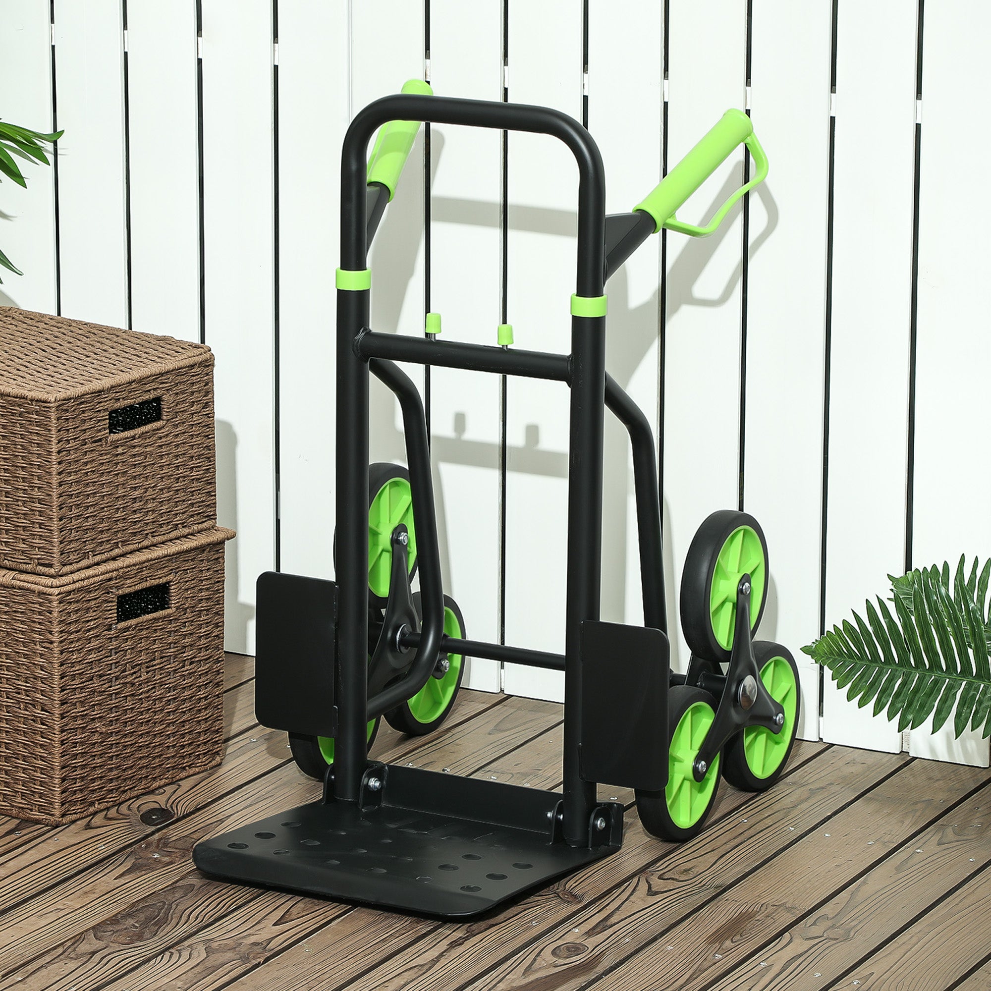 Folding Stair-Climber Hand Truck with Steel Frame, Max 120 kg (106.5 cm) – Moving Dolly for Home, Workshop, Storage, Green