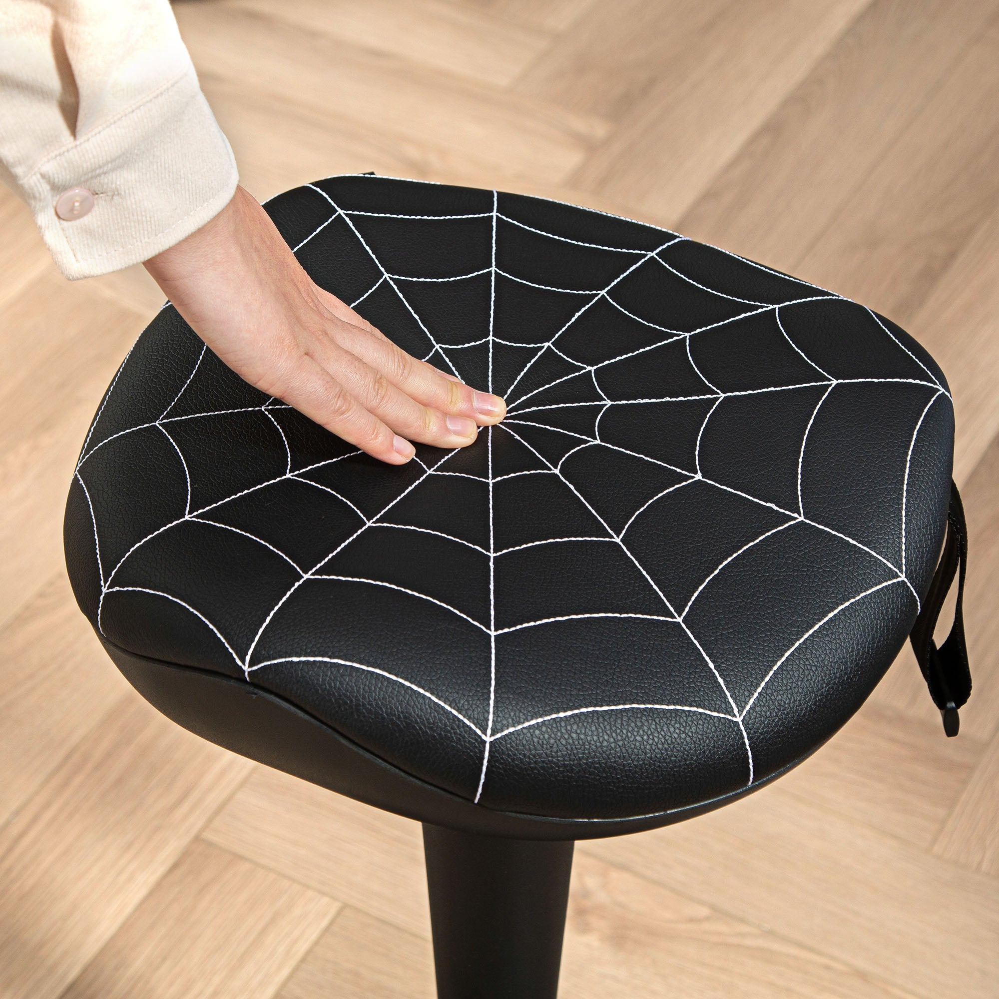 Ergonomic Swivel Saddle Stool — Height-Adjustable 25.8–32.9 in, 120° Tilt, Non-Slip Base, Black