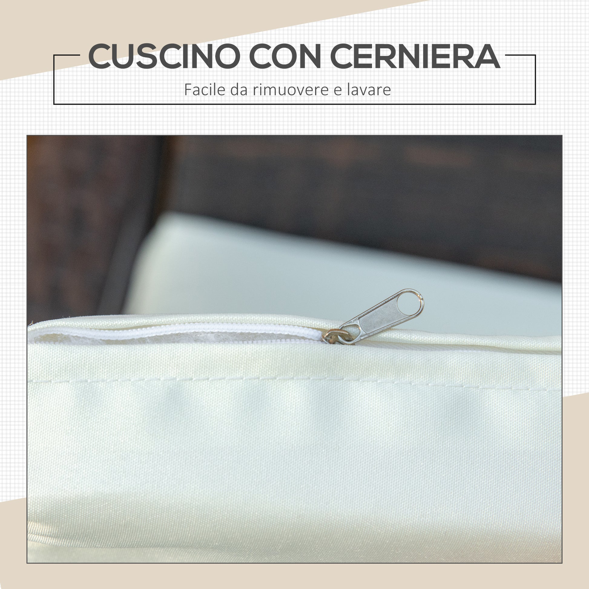 3-Piece PE Rattan Garden Furniture Set, Outdoor Lounge with Coffee Table and 2 Chairs with Removable Cushions, Brown and Cream