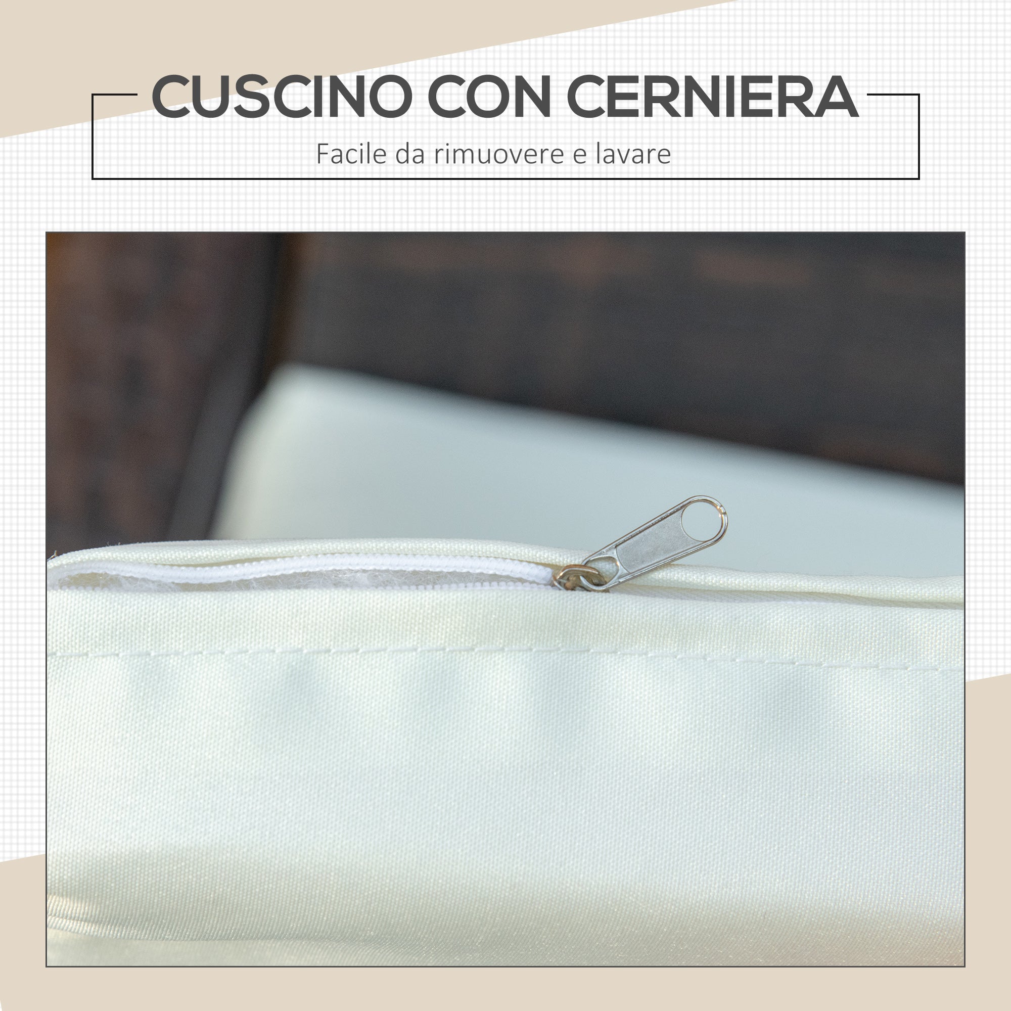 3-Piece PE Rattan Garden Furniture Set, Outdoor Lounge with Coffee Table and 2 Chairs with Removable Cushions, Brown and Cream