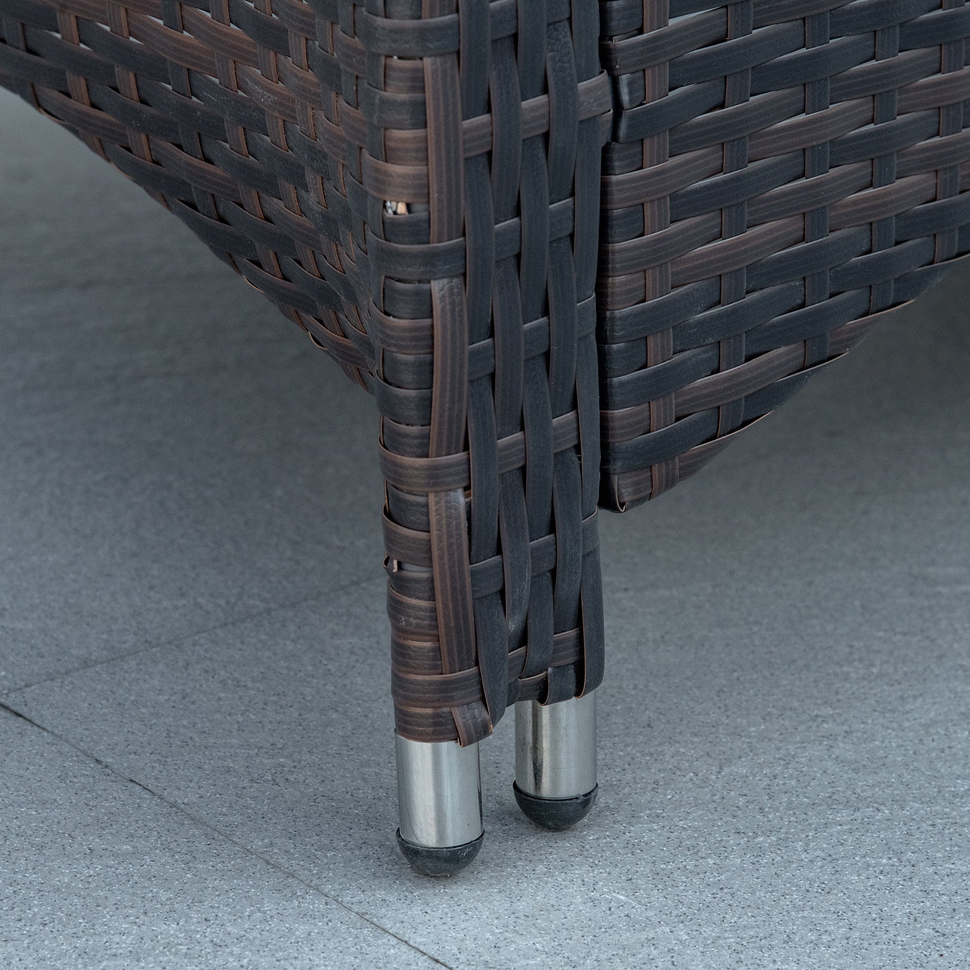 3-Piece PE Rattan Garden Furniture Set, Outdoor Lounge with Coffee Table and 2 Chairs with Removable Cushions, Brown and Cream