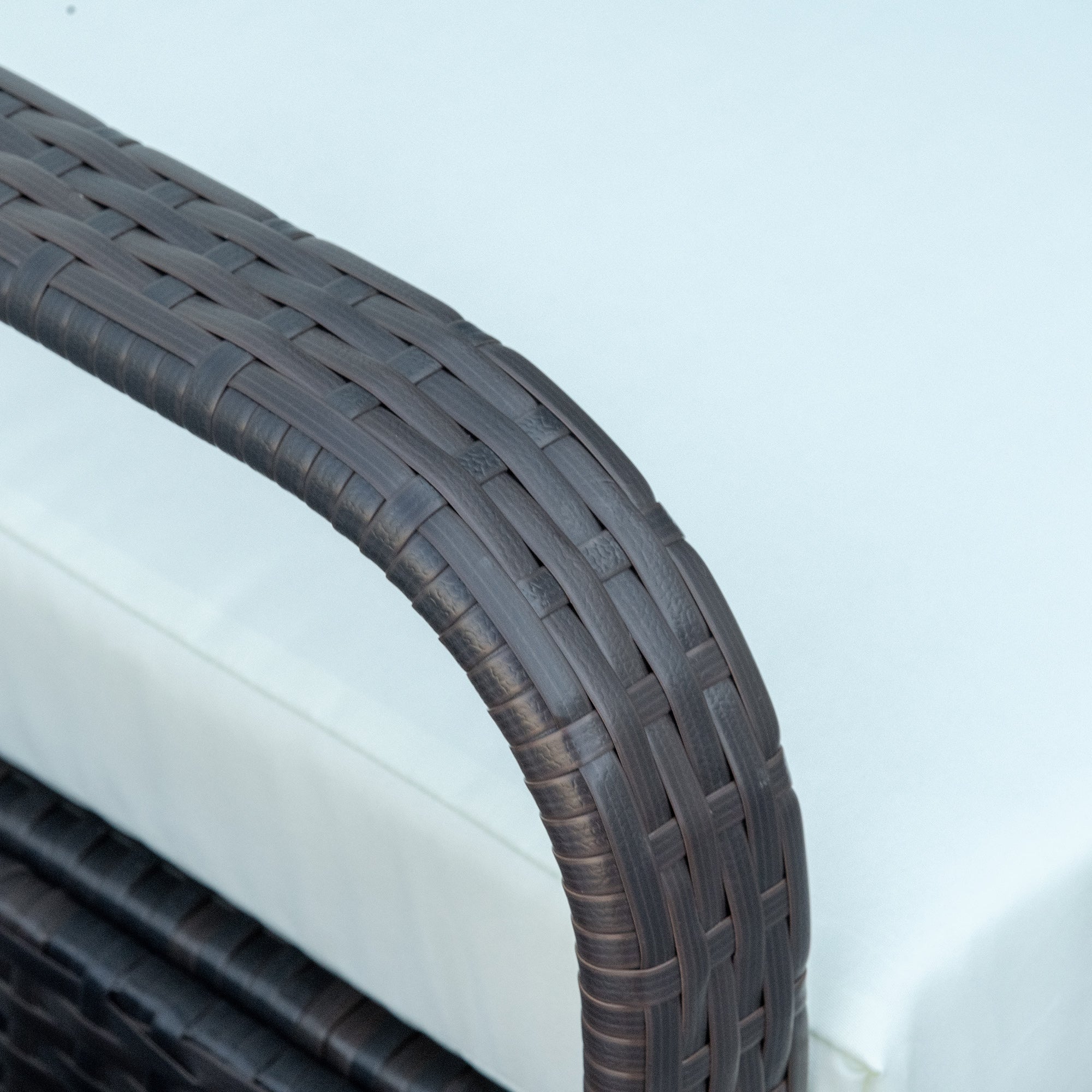 3-Piece PE Rattan Garden Furniture Set, Outdoor Lounge with Coffee Table and 2 Chairs with Removable Cushions, Brown and Cream