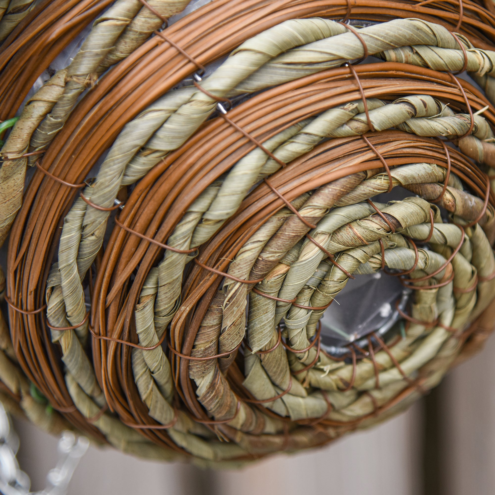 Set of 2 Artificial Lisianthus Plants with Pot and Hook, Artificial Plants in PE and Wicker, Ø25x34 cm, Green and Pink