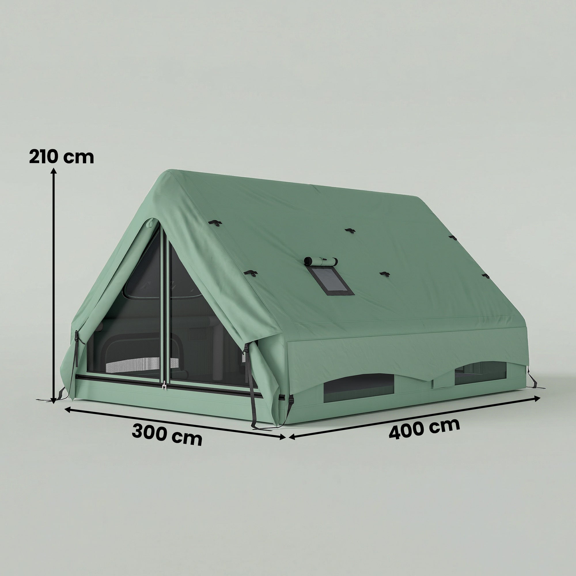 Inflatable Tent for 8–10 People — Fast Setup, 4-Season Waterproof Glamping Tent with Stove Port, Skylights, AC/Cable Entry, Oxford Fabric