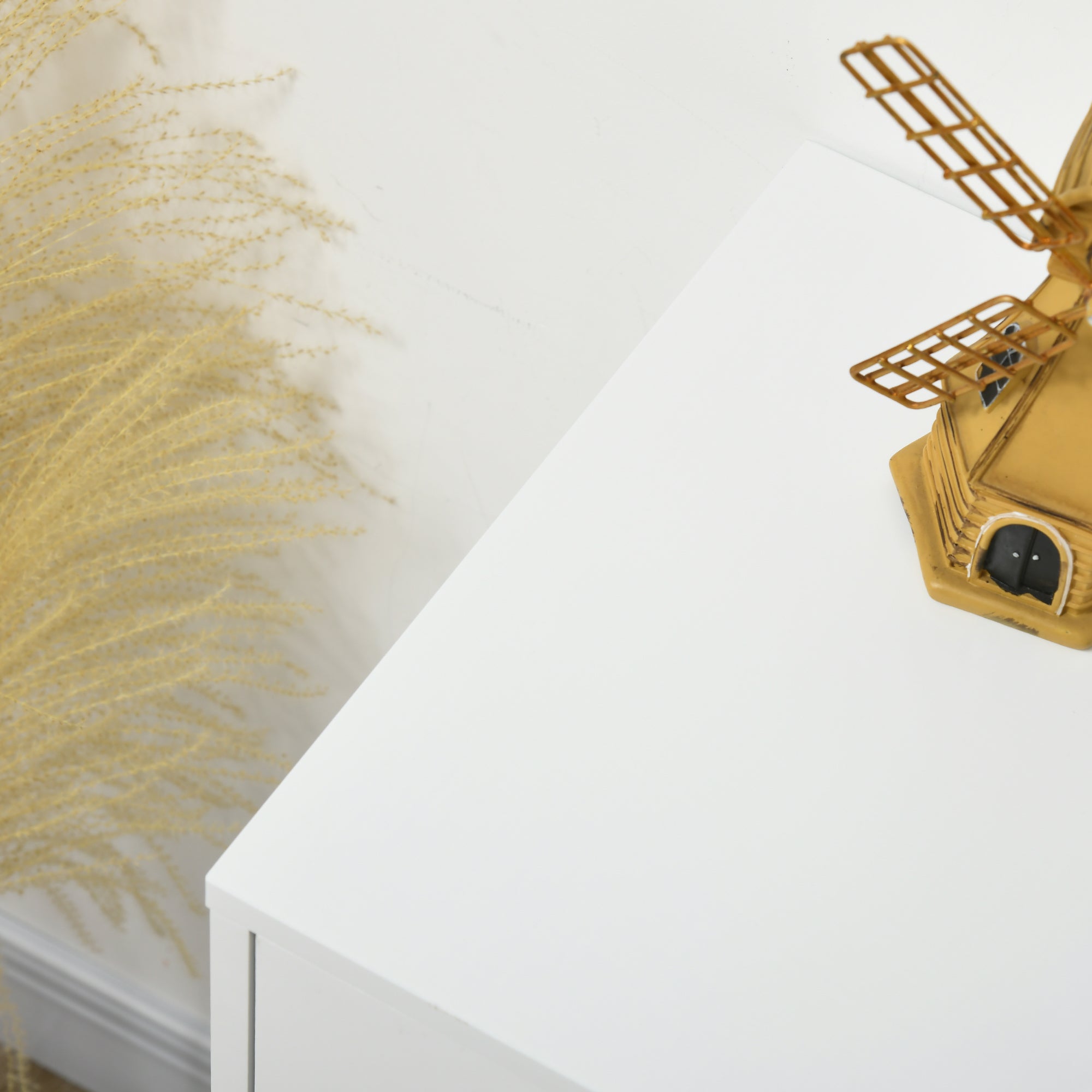 Modern Bedroom Dresser Wooden Dresser with 4 Drawers and Metal Legs Storage Chest for Living Room Office 60x40x100 cm White