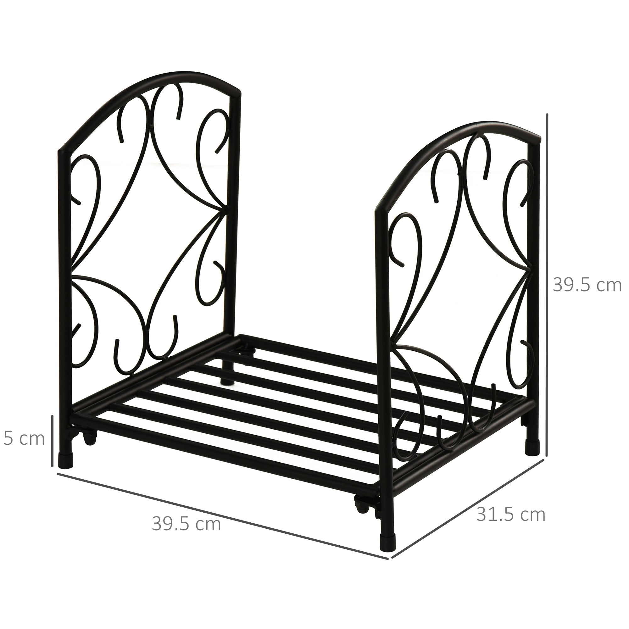 Indoor and Outdoor Metal Log Holder with Raised Base for 50kg of Logs, 39.5x31.5x39.5cm, Black