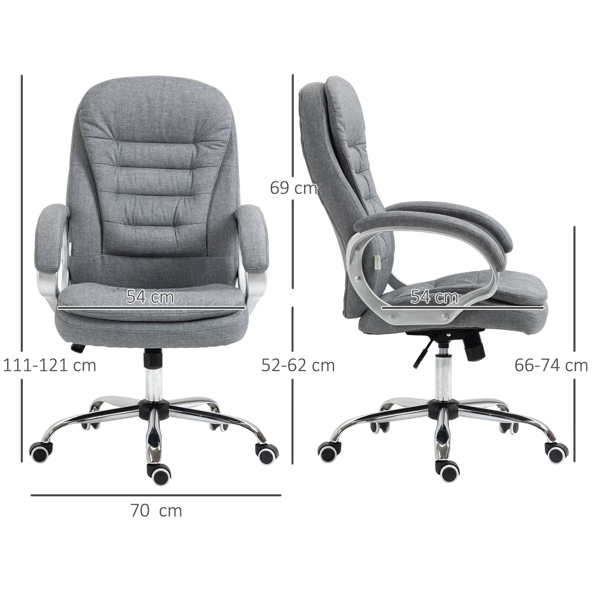 Office Chair Work Chair Desk Chair Swivel Chair 360° Ergonomic Rocking Function Height Adjustable Grey Linen 64 x 75 x 111-121 cm