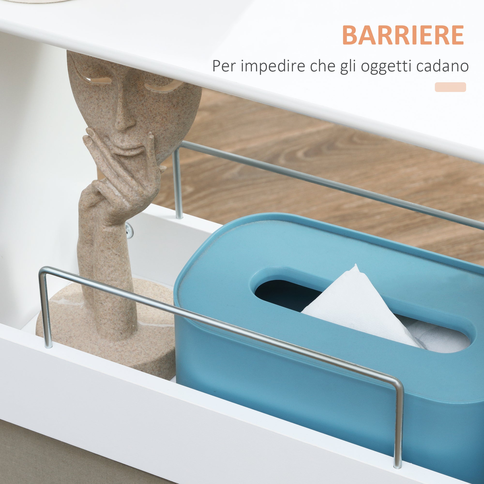 Space-Saving Kitchen Cart, Design Bathroom Cart, Multipurpose, Space-Saving, MDF Wood Shelf, Swivel Wheels and Handle, 42.5x20.3x66.7cm, White