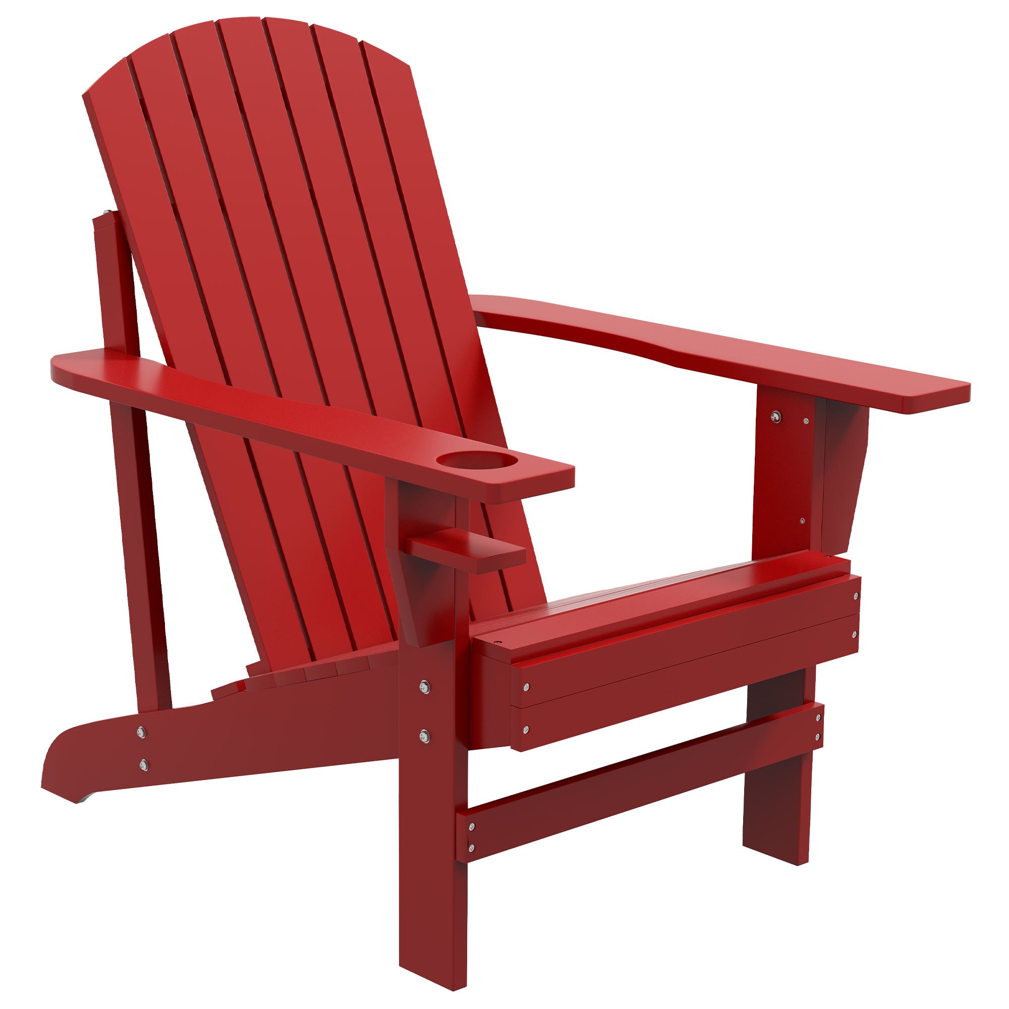 Adirondack Garden Chair with Cup Holder Sun Lounger Balcony Chair Solid Wood Red 72 x 94 x 93 cm