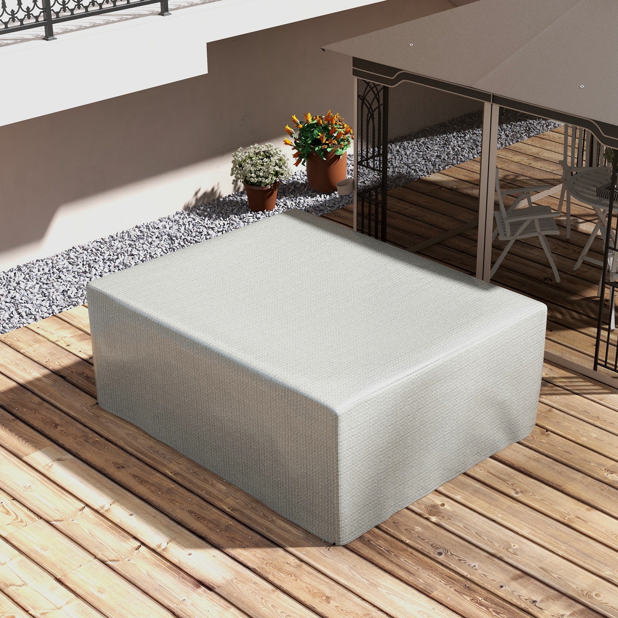 Outdoor Garden Lounge Cover, Outdoor Protective Cover, Anti-UV, High-Strength Polyethylene, Garden Table Cover, 235 x 190 x 90 cm, Gray