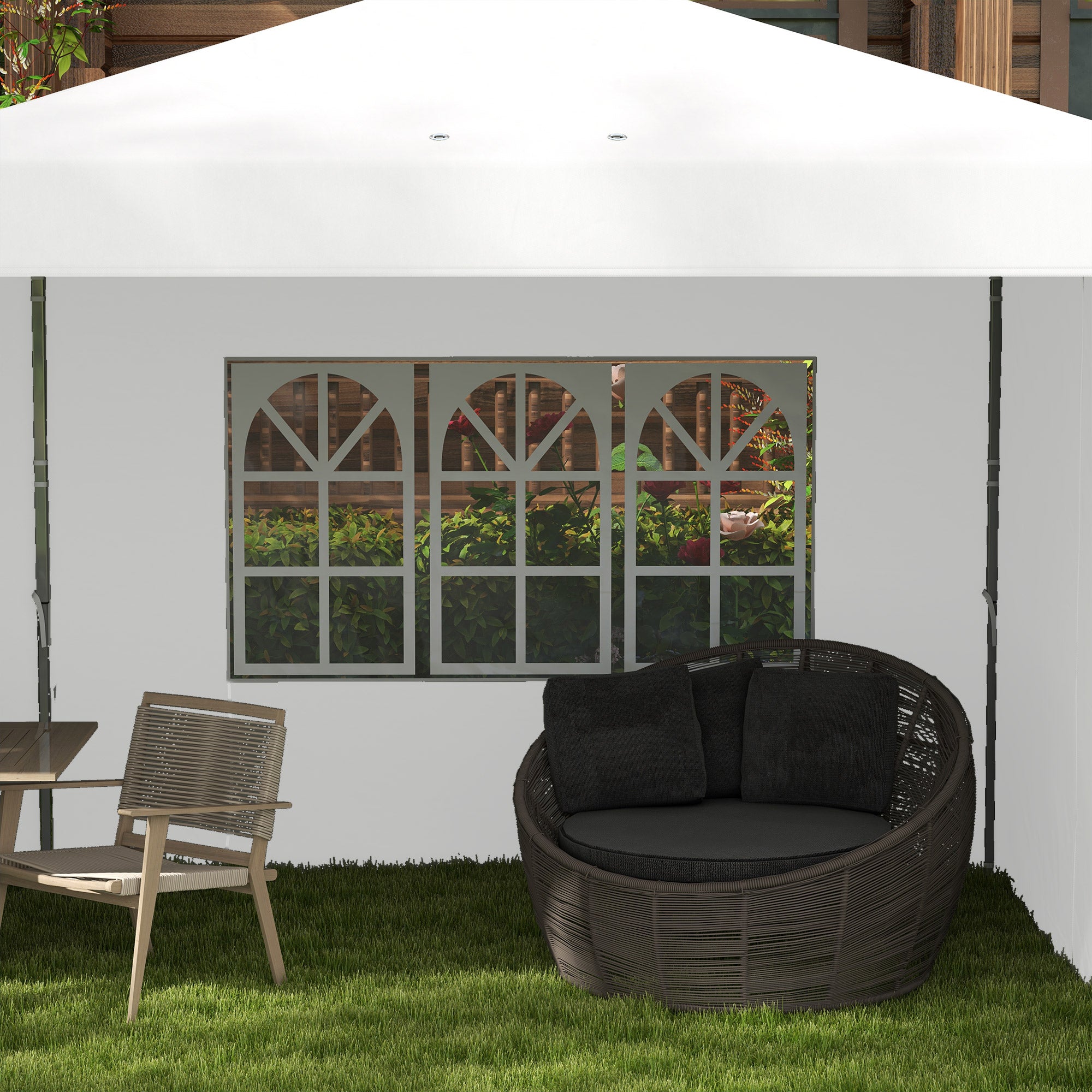 Foldable Canopy 6x3 m Garden Gazebo with Adjustable Height UV30+ Protection Waterproof Sandbags and Carrying Bag Outdoor Gazebo for Garden Parties White
