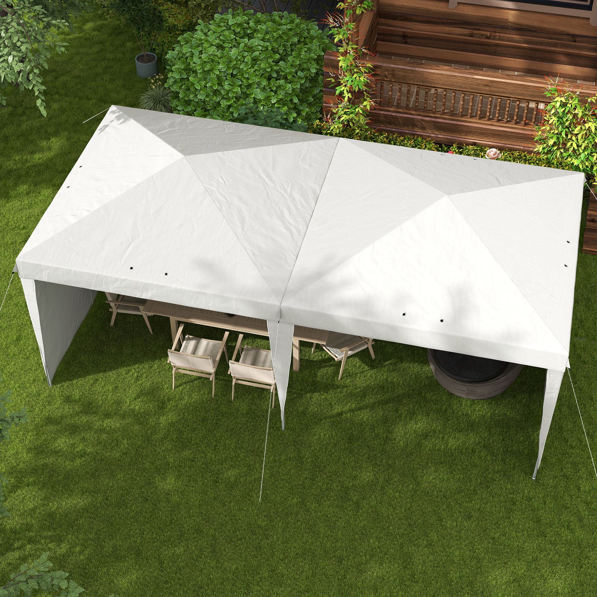 Foldable Canopy 6x3 m Garden Gazebo with Adjustable Height UV30+ Protection Waterproof Sandbags and Carrying Bag Outdoor Gazebo for Garden Parties White
