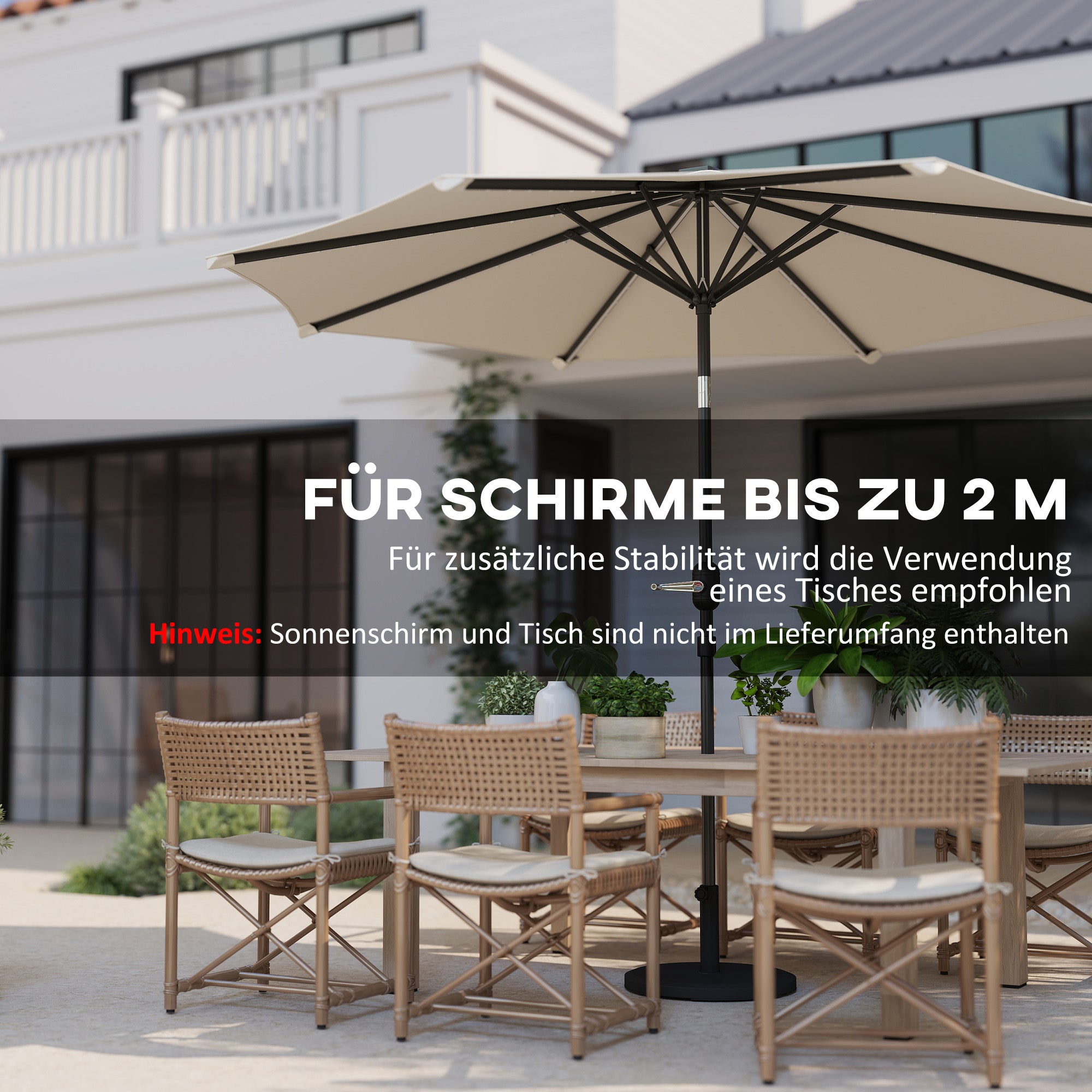 13 kg (28.7 lb) Cement Umbrella Base, Round Parasol Stand — Fits Ø34/38/48 mm (1.34/1.50/1.89 in) Poles — For Balcony, Patio, Garden — Black