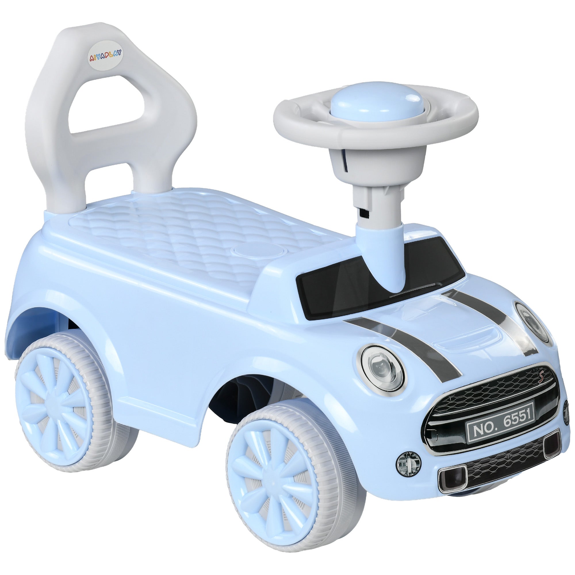 Baby Walker for 18 to 36 Months Babies Ride-on Car with Steering Wheel Horn and Anti-Tip System Load 25 kg 53x25x35 cm Light Blue