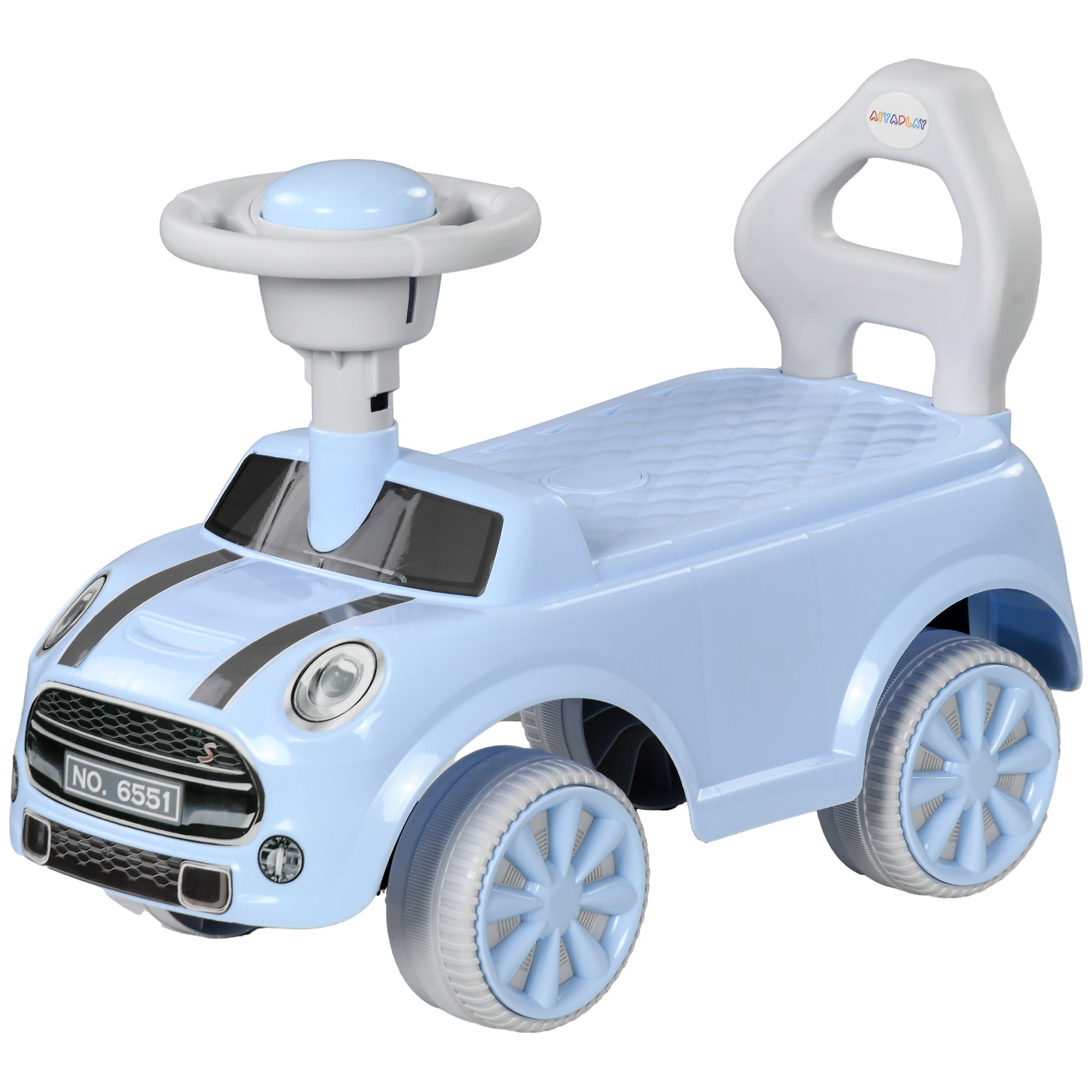 Baby Walker for 18 to 36 Months Babies Ride-on Car with Steering Wheel Horn and Anti-Tip System Load 25 kg 53x25x35 cm Light Blue