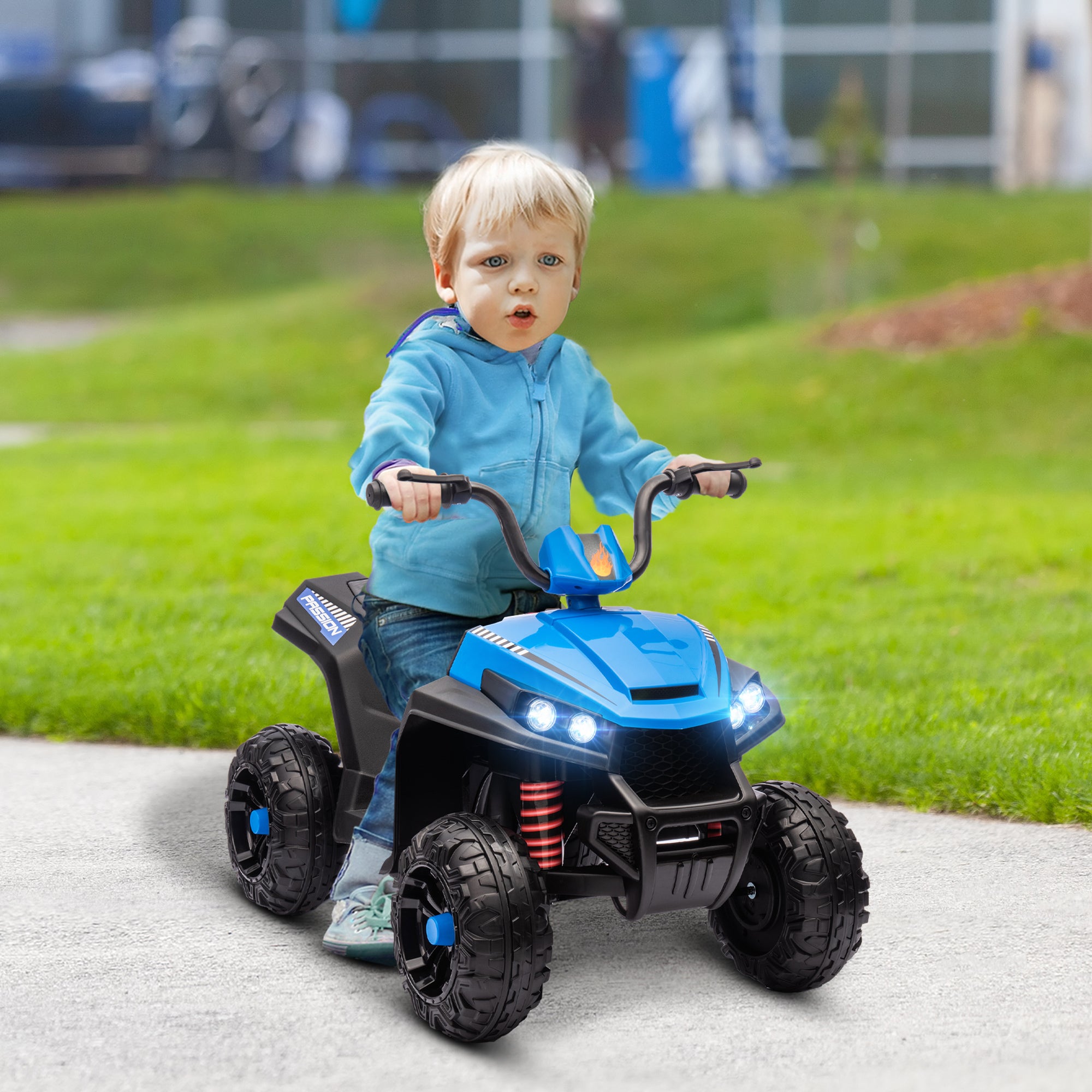 Electric Quad for Kids 12V Children's Quad with 4-Wheel Suspension, MP3 Music Player, Kids Vehicle with Headlights, Forward and Reverse Gear, for 3-5 Years Old Kids, 5 km/h, Metal, Blue