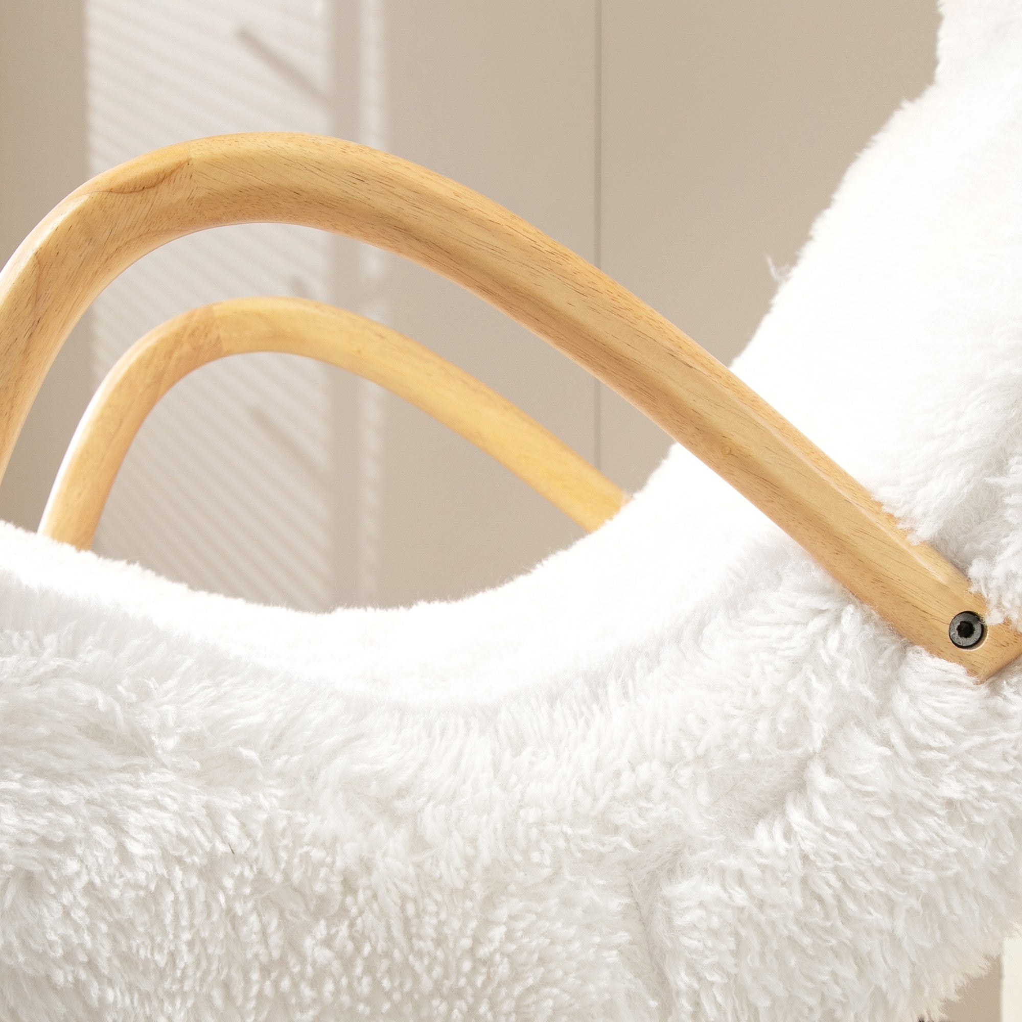 Rocking Chair Rocking Chair Armchair, Nursing Chair with Wool Optic, Rocking Chair up to 120 kg Load Capacity for Bedroom, Living Room, White