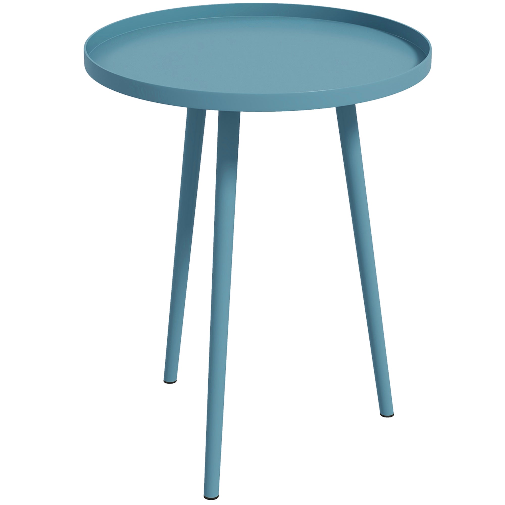 Round Garden Side Table, Outdoor End Table with Rounded Steel Edge, dim. Ø40 x 50H cm blue