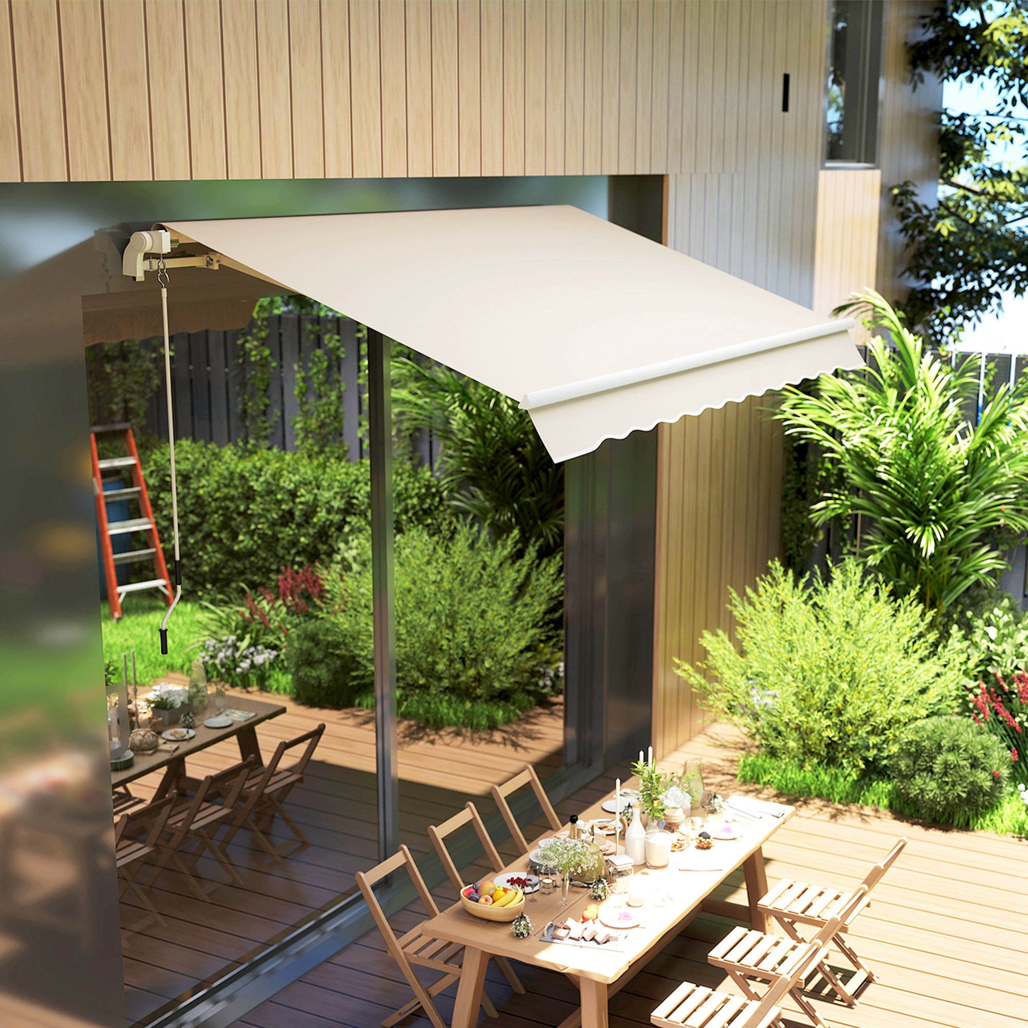 Replacement Canvas Awning - Soft Wave Valance - High Density 280 g/m² Anti-UV Polyester Cream color 2.82L x 2.4W (protrusion) m