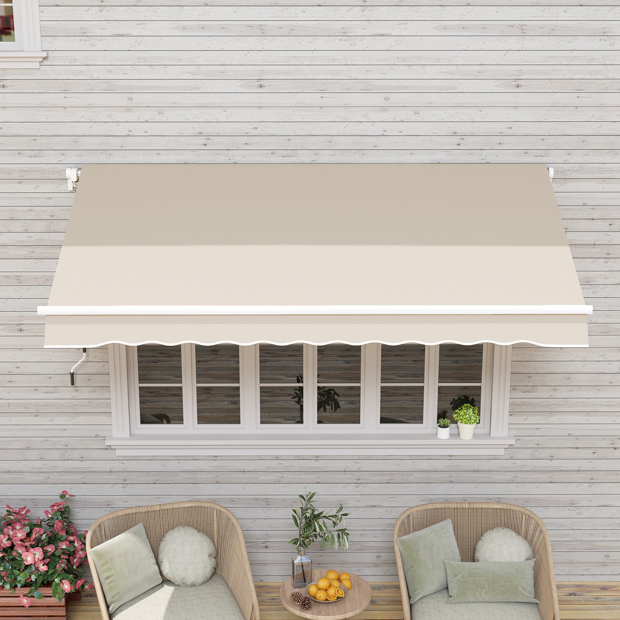 Replacement Canvas Awning - Soft Wave Valance - High Density 280 g/m² Anti-UV Polyester Cream color 2.82L x 2.4W (protrusion) m