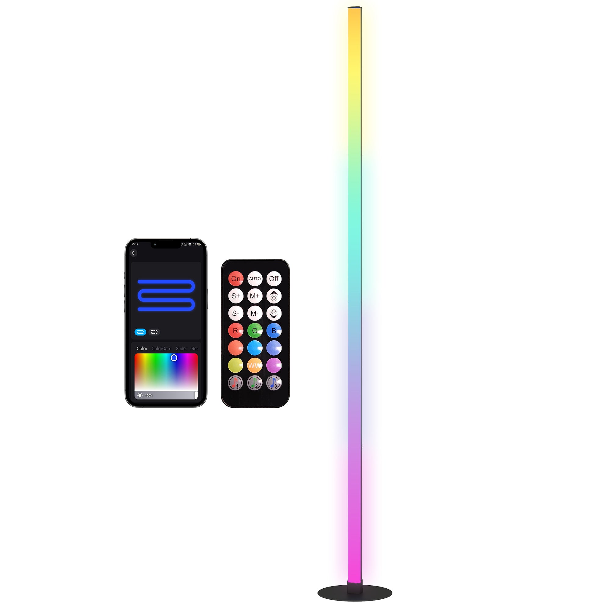 Floor Standing Lamp, RGBIC LED Floor Lamp with APP and Remote Control, Music Sync, 16 Million Colors, Scene Modes and Timer, for Living Room, Bedroom, Playroom, White