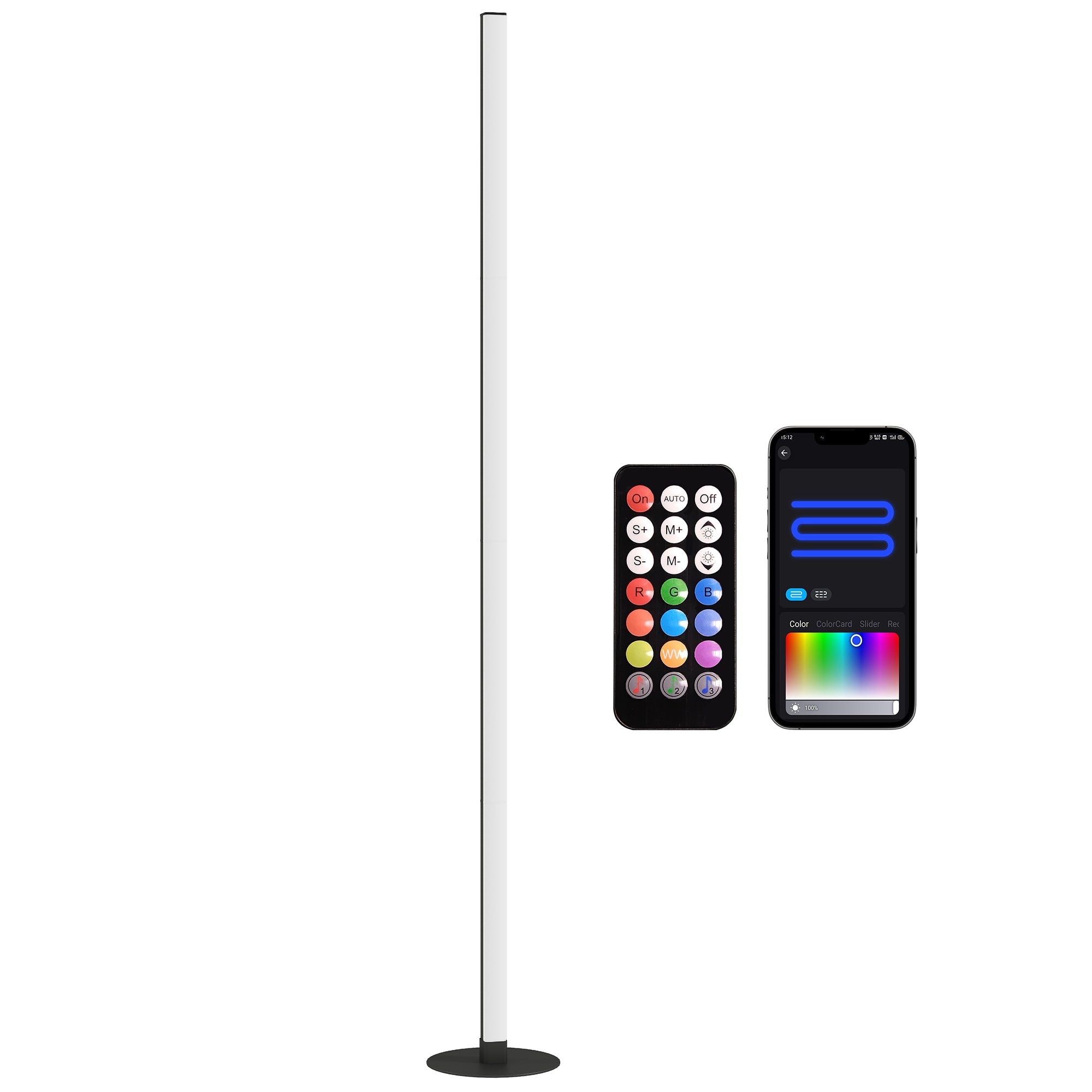 Floor Standing Lamp, RGBIC LED Floor Lamp with APP and Remote Control, Music Sync, 16 Million Colors, Scene Modes and Timer, for Living Room, Bedroom, Playroom, White