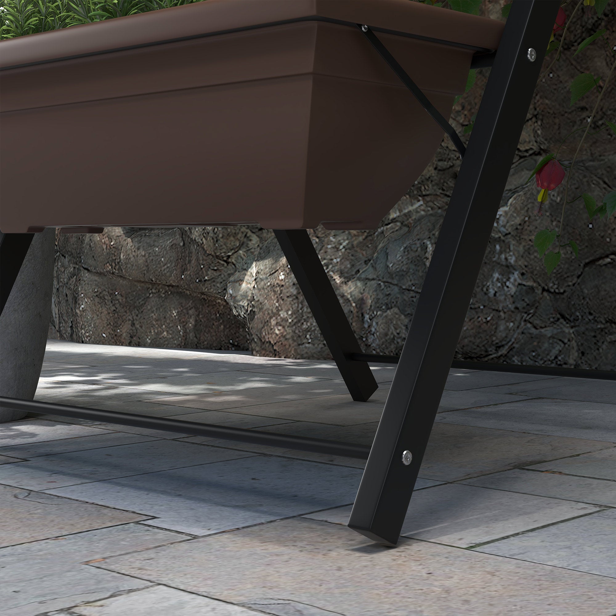 Raised Planter with Tiers, Vertical Planter with 5 Flower Pots, Drainage Holes with Rubber Stoppers, Plant Staircase, Steel Frame, Brown