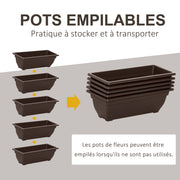 Raised Planter with Tiers, Vertical Planter with 5 Flower Pots, Drainage Holes with Rubber Stoppers, Plant Staircase, Steel Frame, Brown