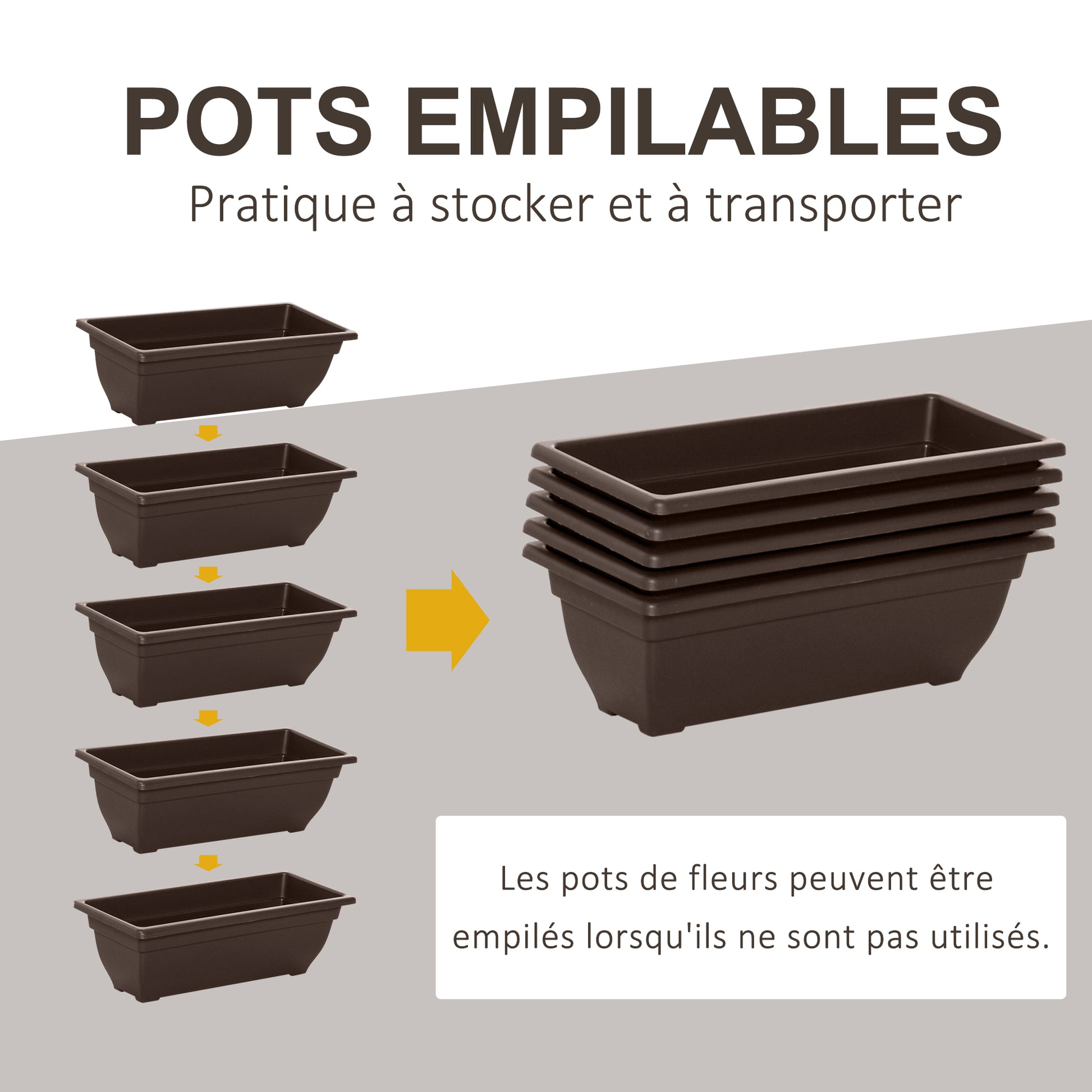 Raised Planter with Tiers, Vertical Planter with 5 Flower Pots, Drainage Holes with Rubber Stoppers, Plant Staircase, Steel Frame, Brown