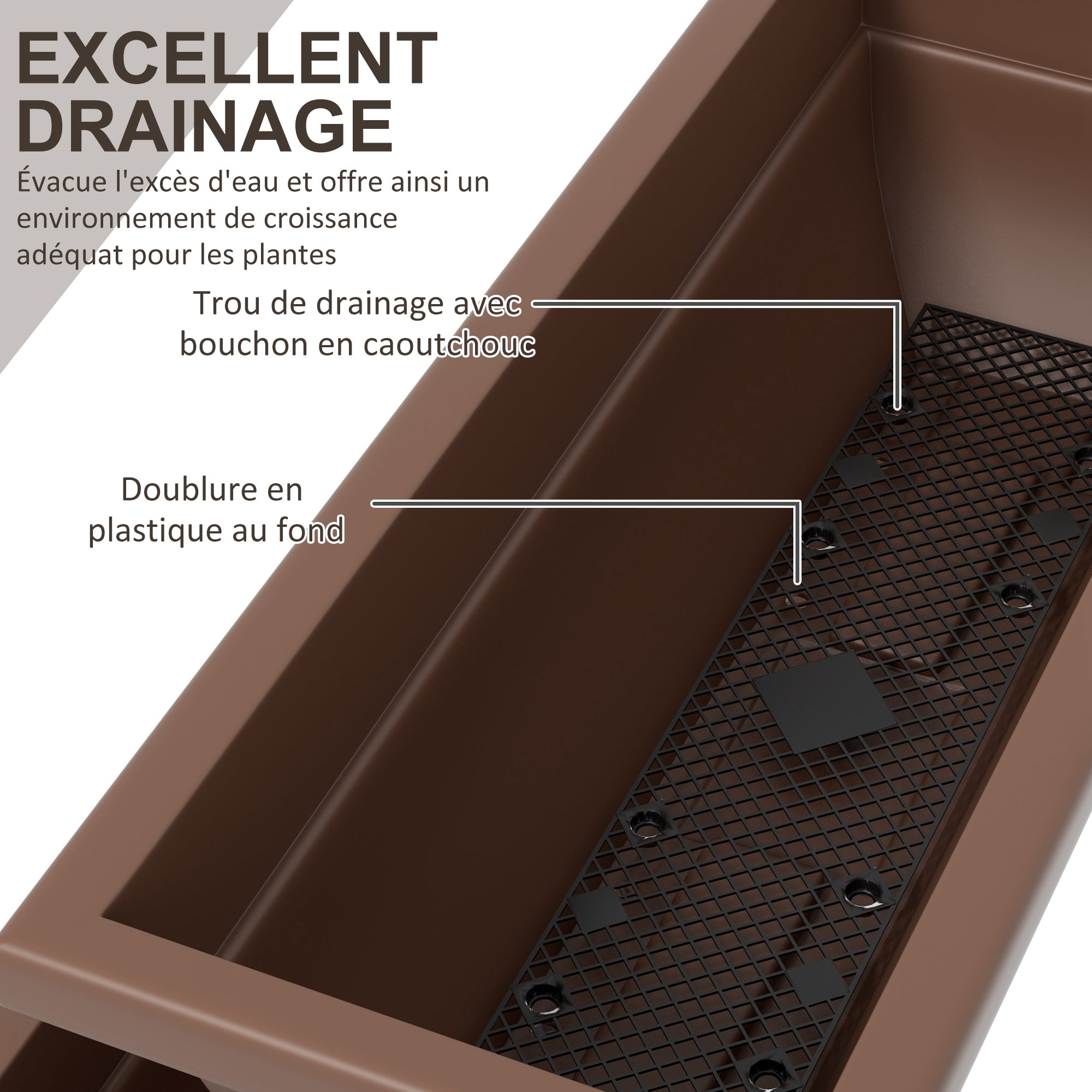 Raised Planter with Tiers, Vertical Planter with 5 Flower Pots, Drainage Holes with Rubber Stoppers, Plant Staircase, Steel Frame, Brown