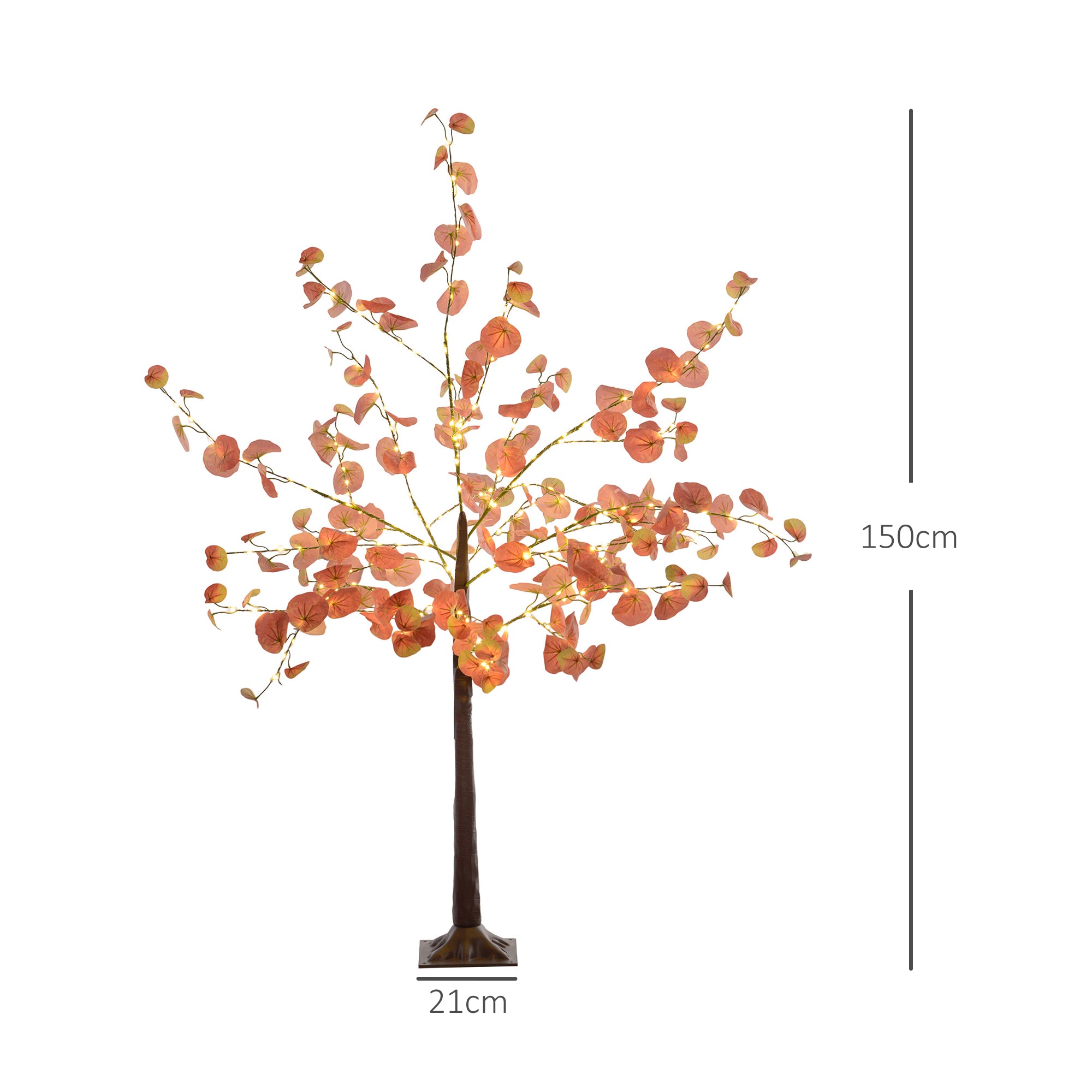 Artificial Autumn Eucalyptus Tree 150 cm Tree Lamp with 245 LED Lights and Base Christmas Decoration for Indoors and Outdoors Orange