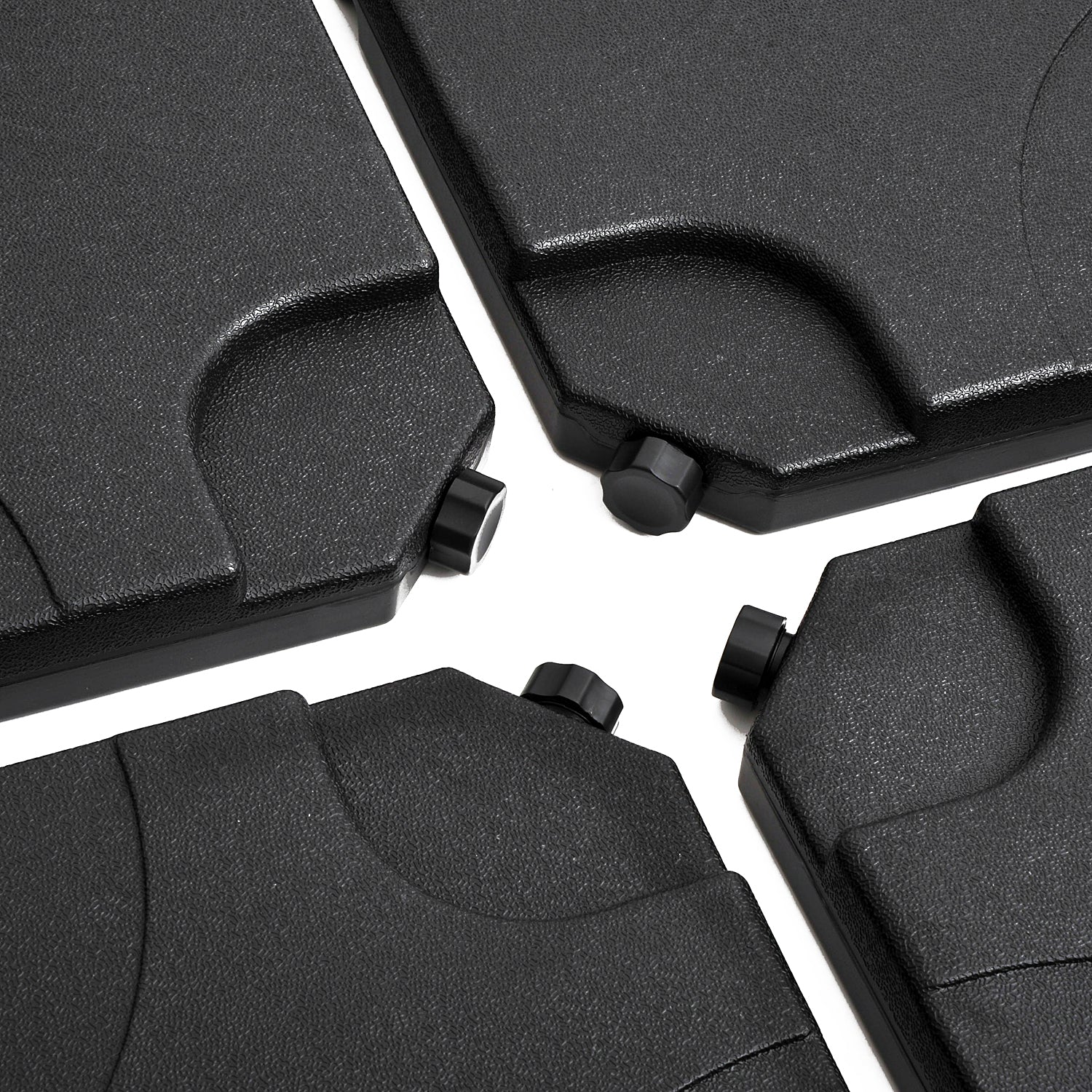 Umbrella Stand 4-piece Umbrella Weight with Handle, Umbrella Stand for Cantilever Umbrella, Ground Cross Fillable with Sand/Water 50x50cm Black