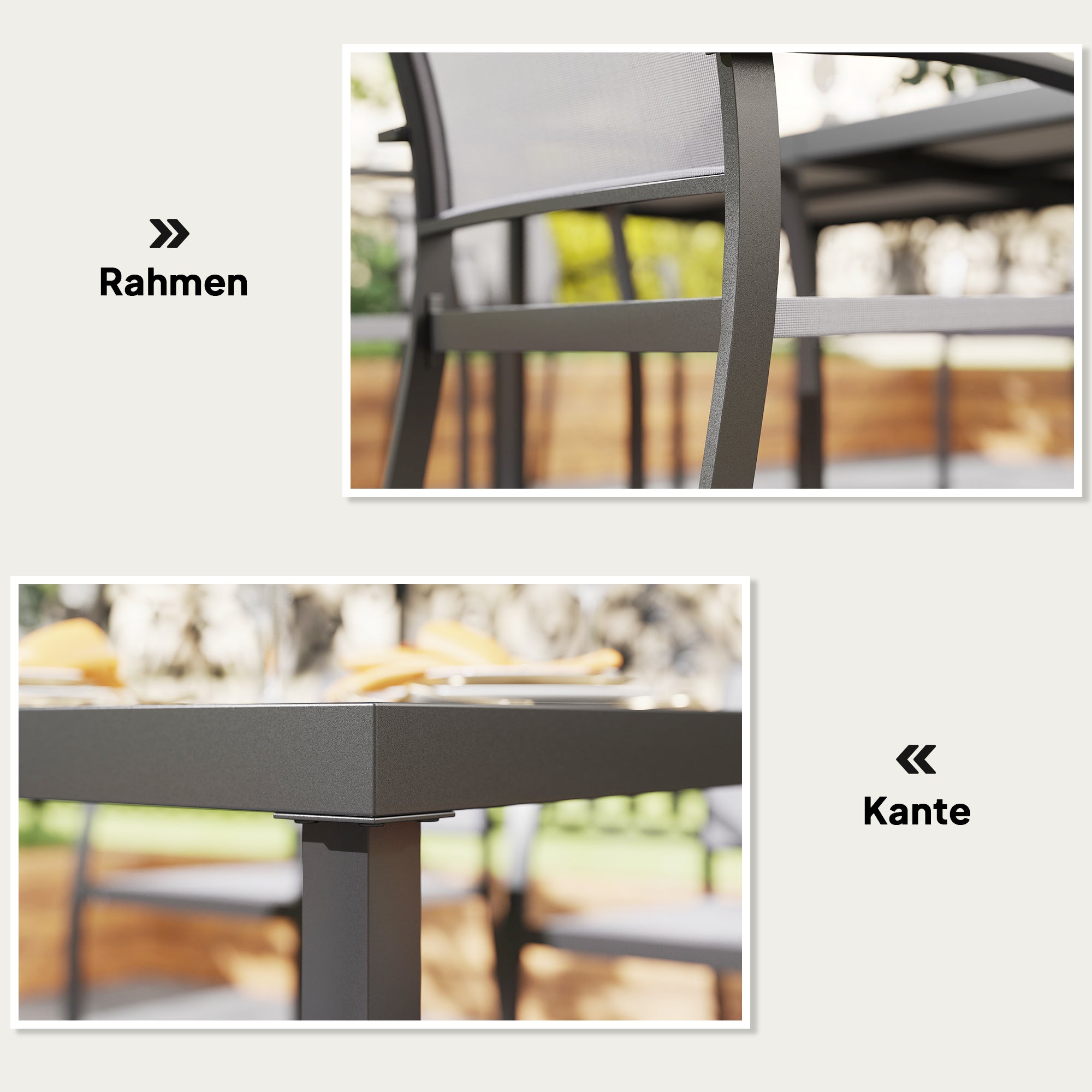 7-Piece Dining Group for 6 Persons Dining Table with 6 Stackable Chairs, Dining Set Kitchen Table Set with Steel Frame Balcony Furniture Garden Furniture for Terrace, Balcony Gray