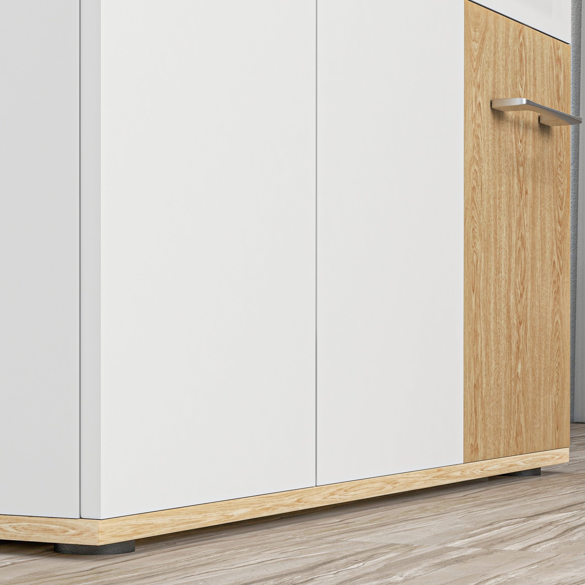Modern Living Room Sideboard Kitchen Sideboard with 2 Drawers 2 Cabinets and Adjustable Shelves for Bedroom Dining Room Hallway 90x30x75.5 cm White and Natural
