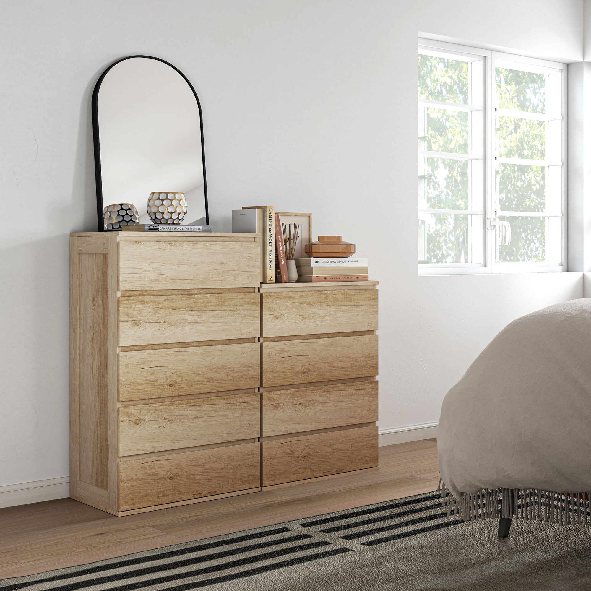 4-Drawer Dresser Bedroom Storage Cabinet Modern Style with Soft-Close Mechanism, for Bedroom, Living Room - 60 x 40 x 80 cm, Natural Wood