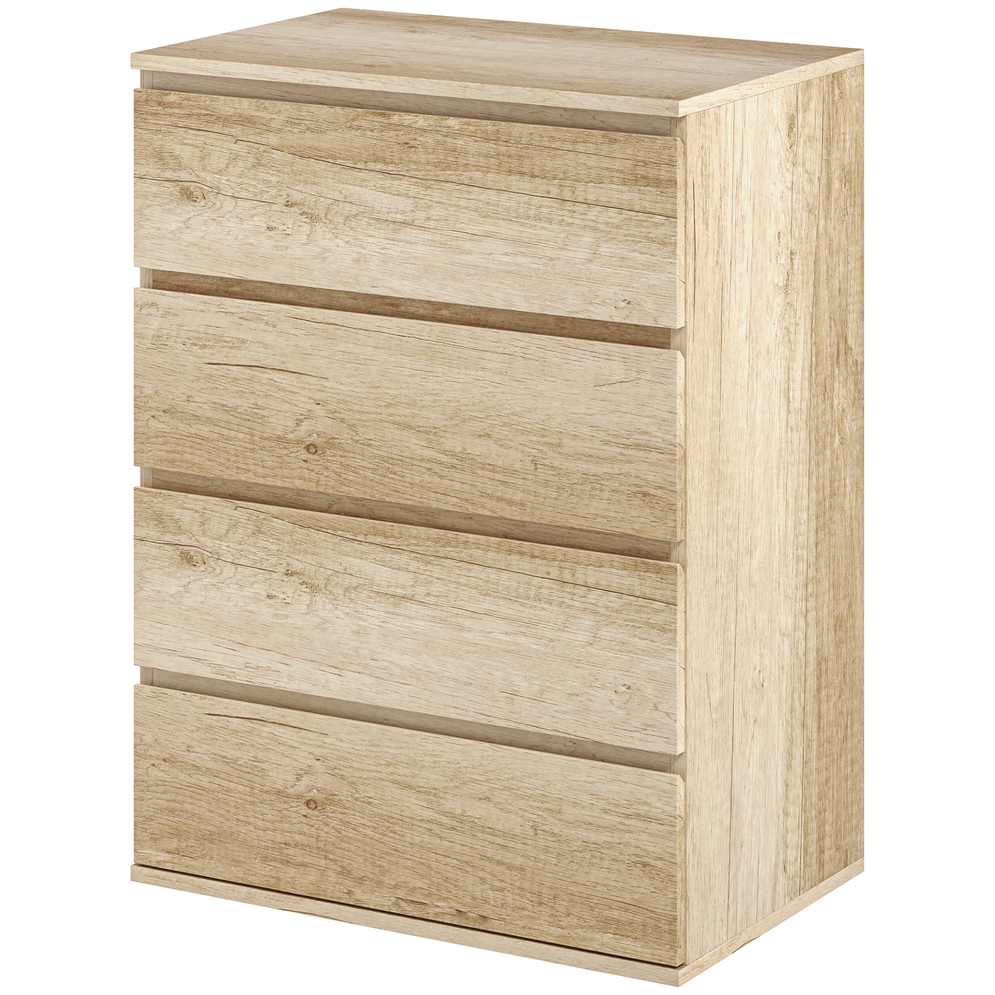 4-Drawer Dresser Bedroom Storage Cabinet Modern Style with Soft-Close Mechanism, for Bedroom, Living Room - 60 x 40 x 80 cm, Natural Wood