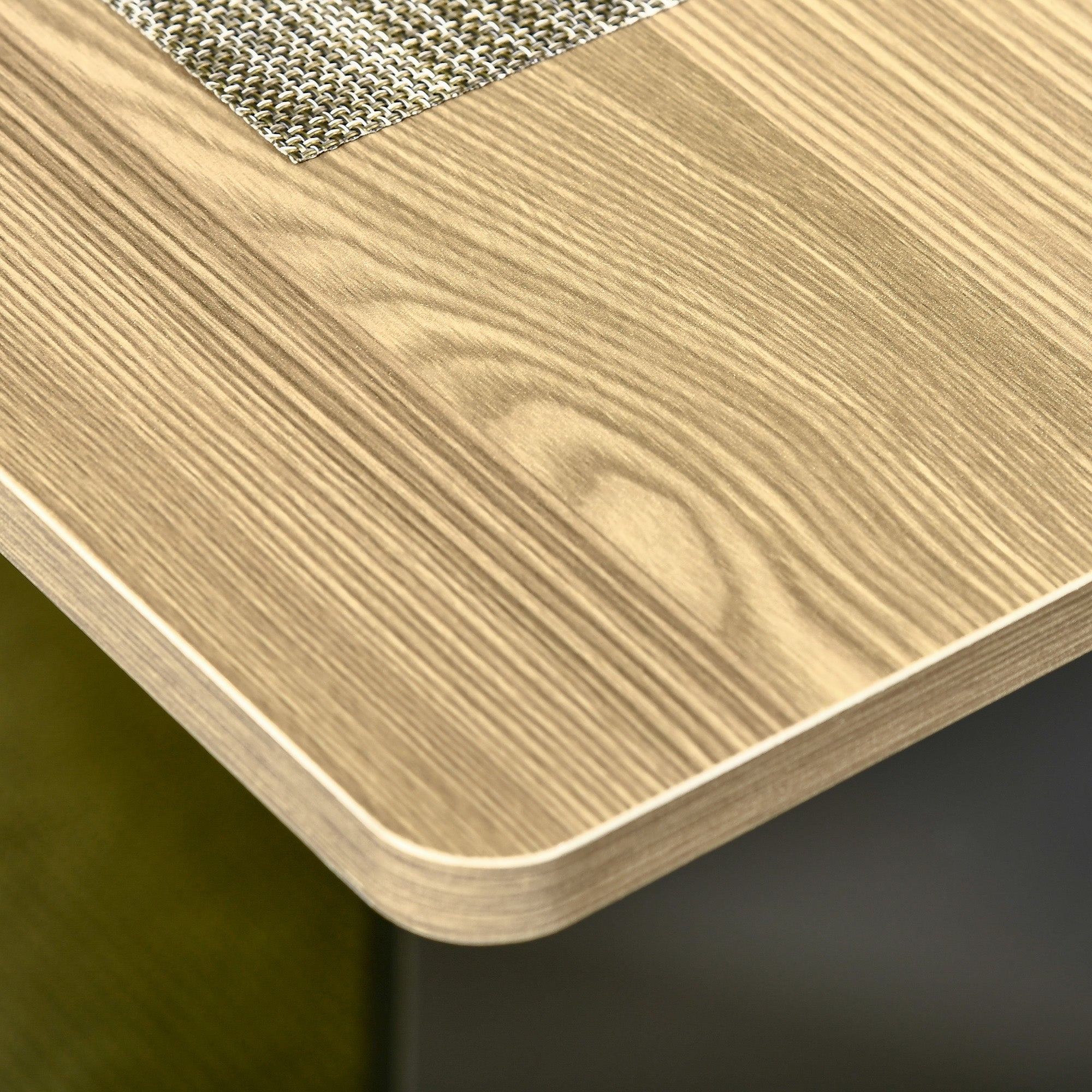 Folding dining table on wheels with storage 2 drawers and 1 cupboard 76 x 140 x 74 cm grey and natural wood