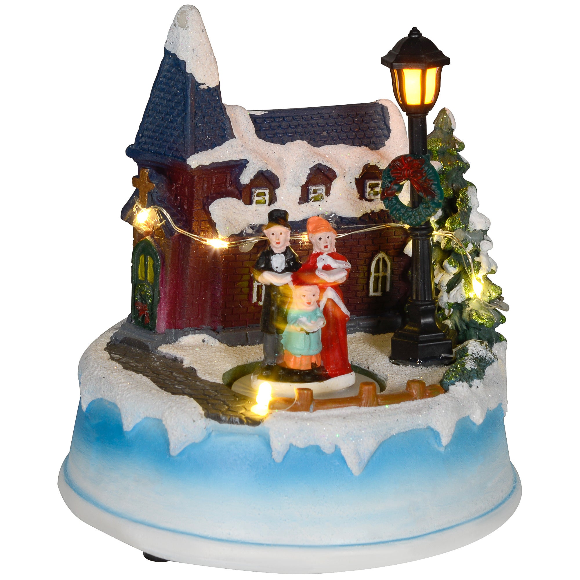 LED Lighted Christmas Village Scene with Rotating Choir Music for Christmas Decor in Living Room Bedroom Multicolor