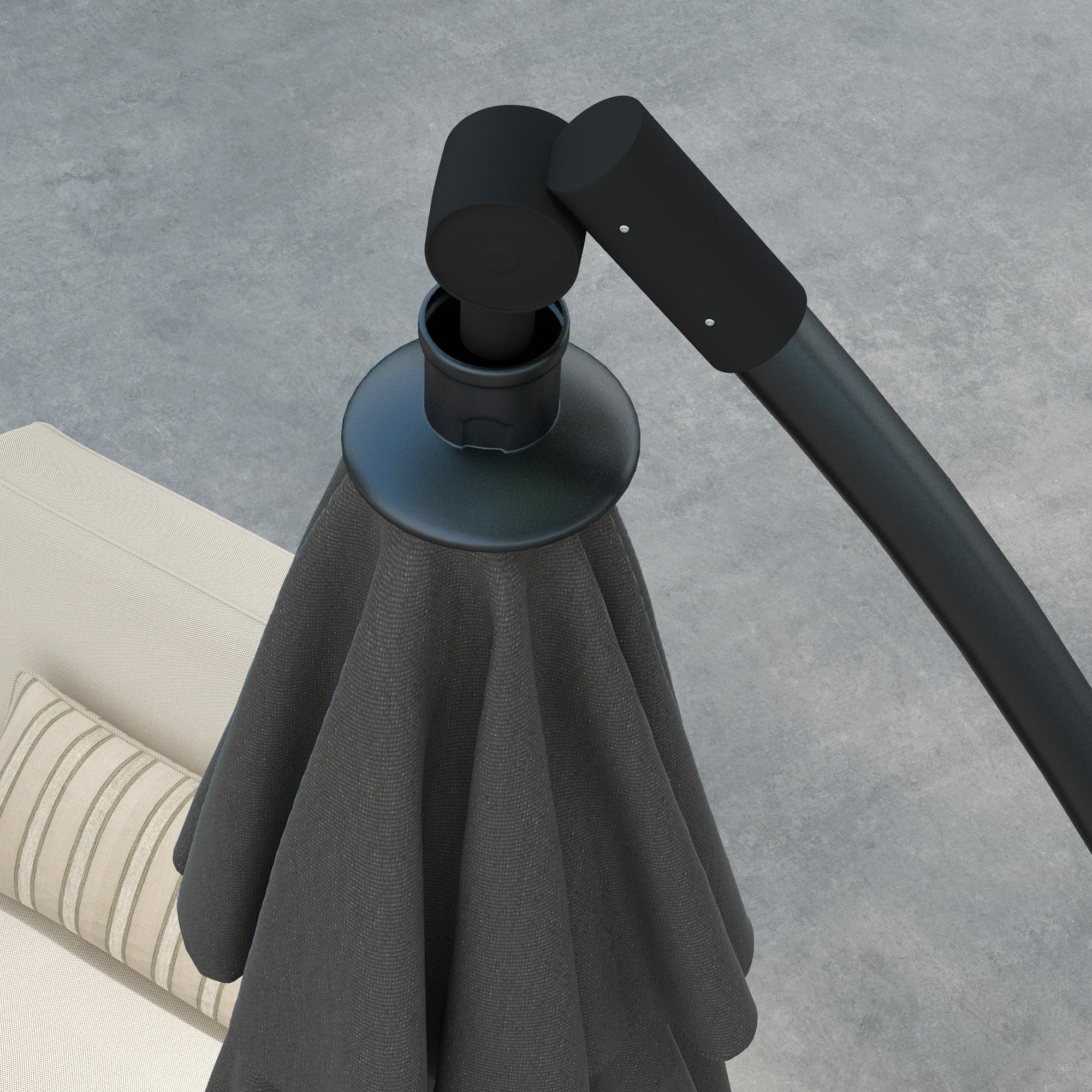 Ø293 cm Cantilever Umbrella with Cross Base, Sun Umbrella with Crank, Tilt, and 8 Ribs, Hanging Patio Umbrella for Outdoor Pool, Garden, Balcony, Gray