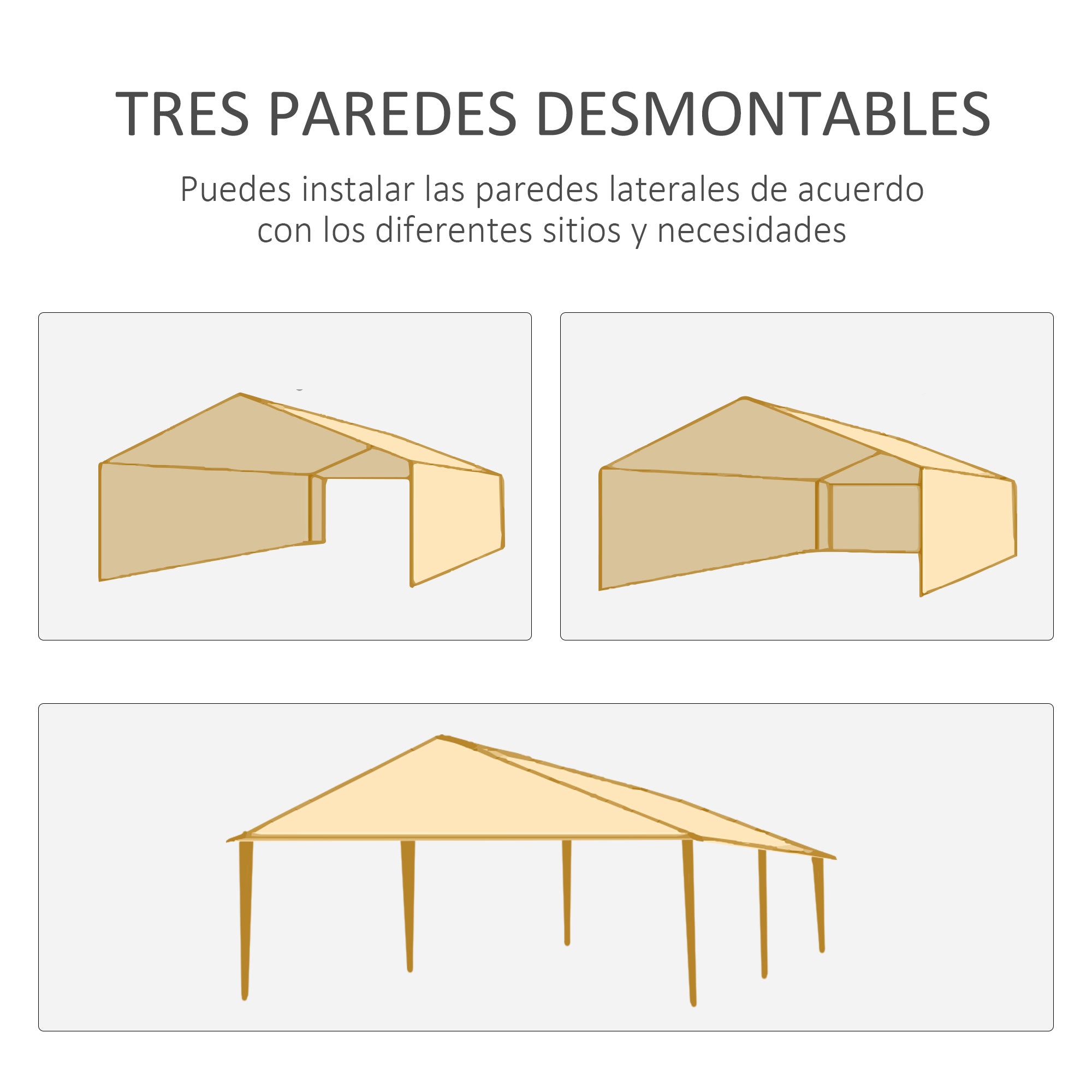 Garden Gazebo 6x3 m Pavilion with 4 Side Walls and 2 Visible Anti-UV Waterproof Windows Canopy Gazebo with Steel Frame for Parties Events Weddings Green